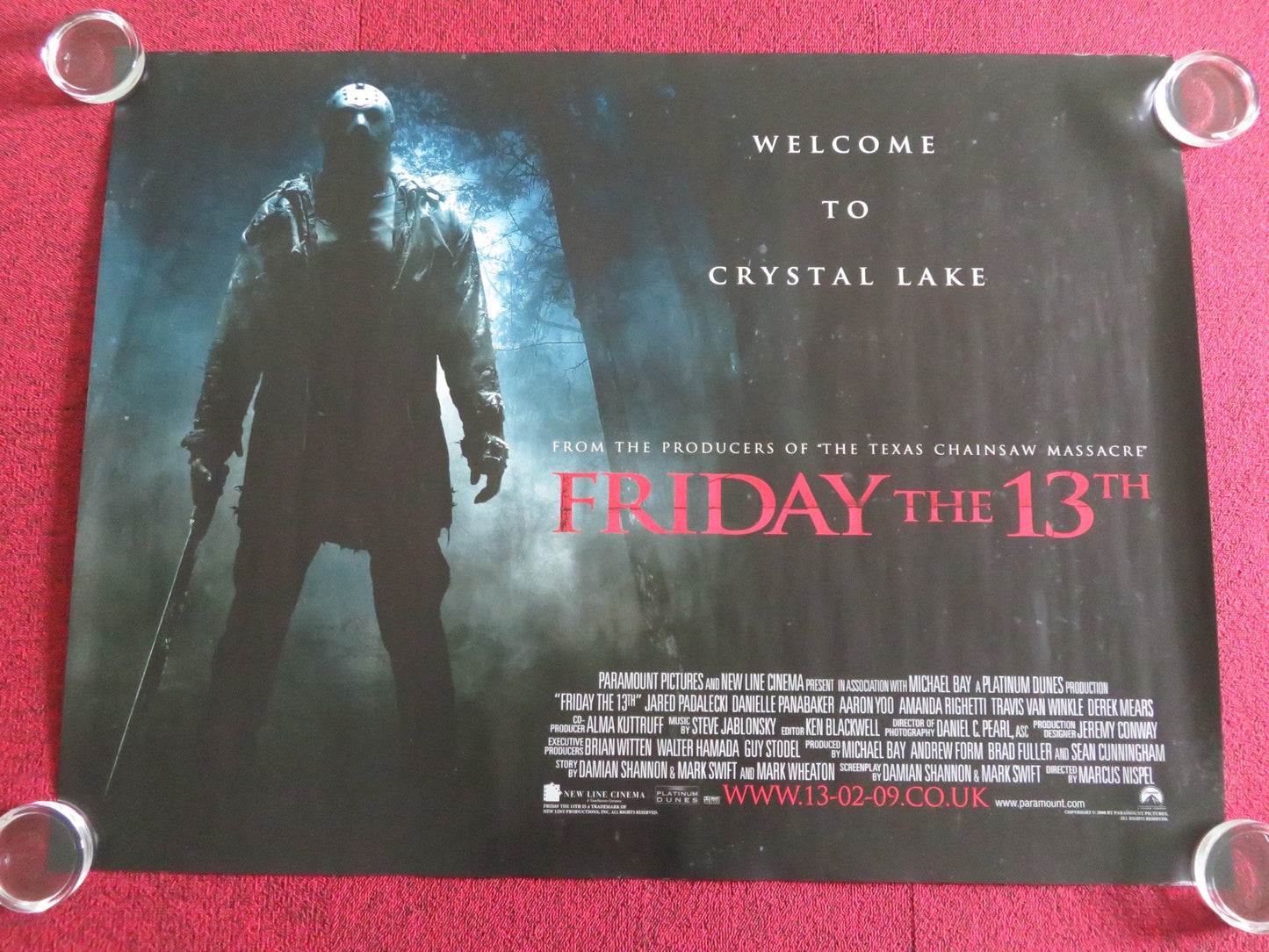 FRIDAY THE 13TH - B UK QUAD ROLLED POSTER JARED PADALECKI D. PANABAKER 2009 Movie posters