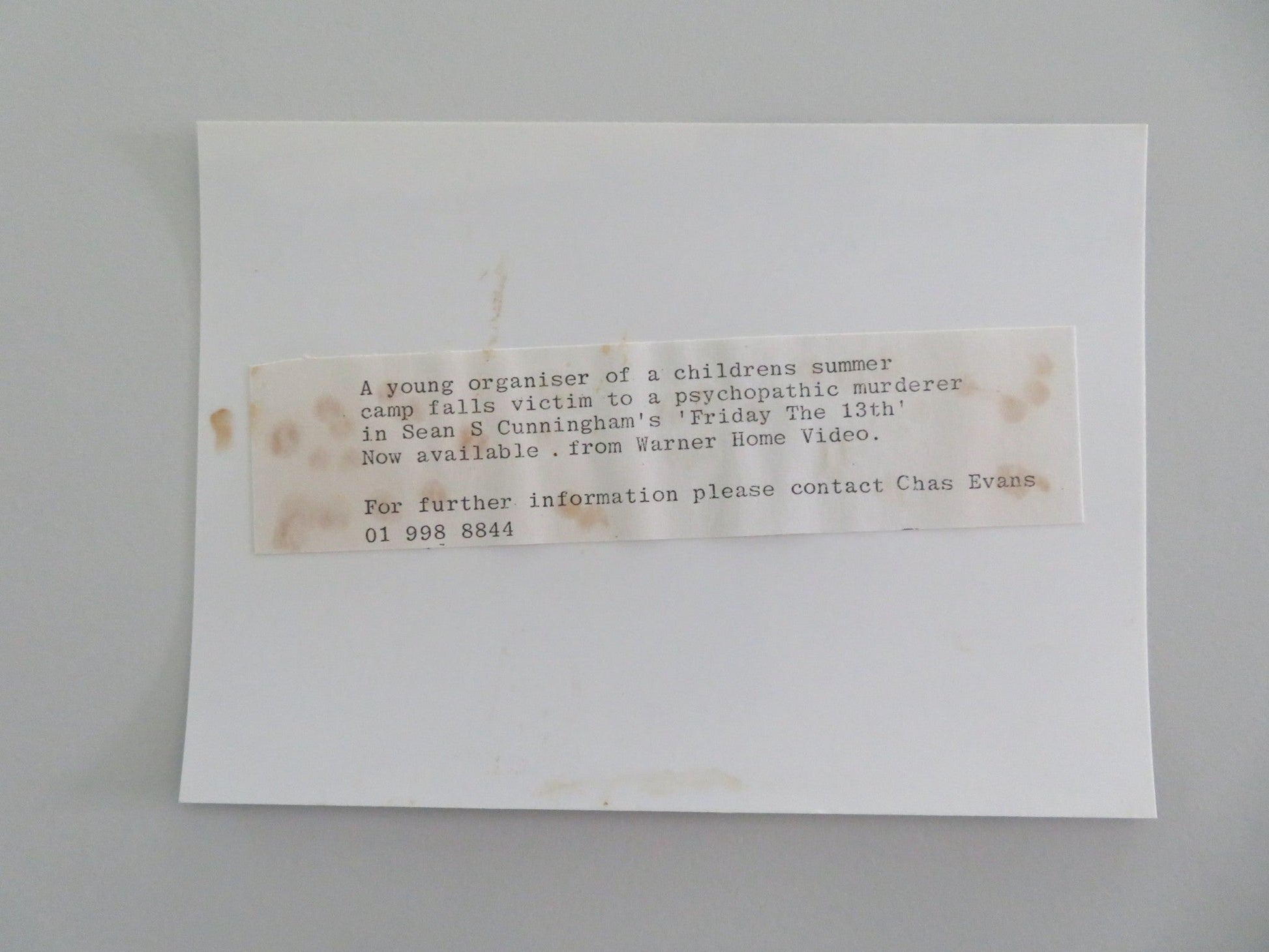 FRIDAY THE 13TH MOVIE STILL PHOTO ROBBI MORGAN 1980 Movie posters