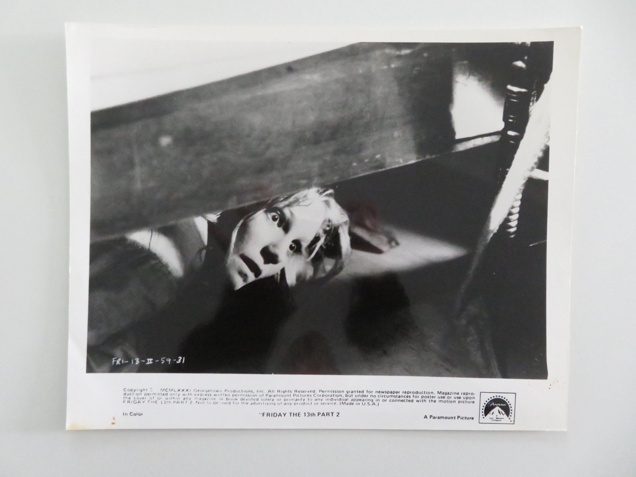 FRIDAY THE 13TH: PART 2 MOVIE STILL PHOTO LOT OF 2 JASON VOORHEES AMY ...