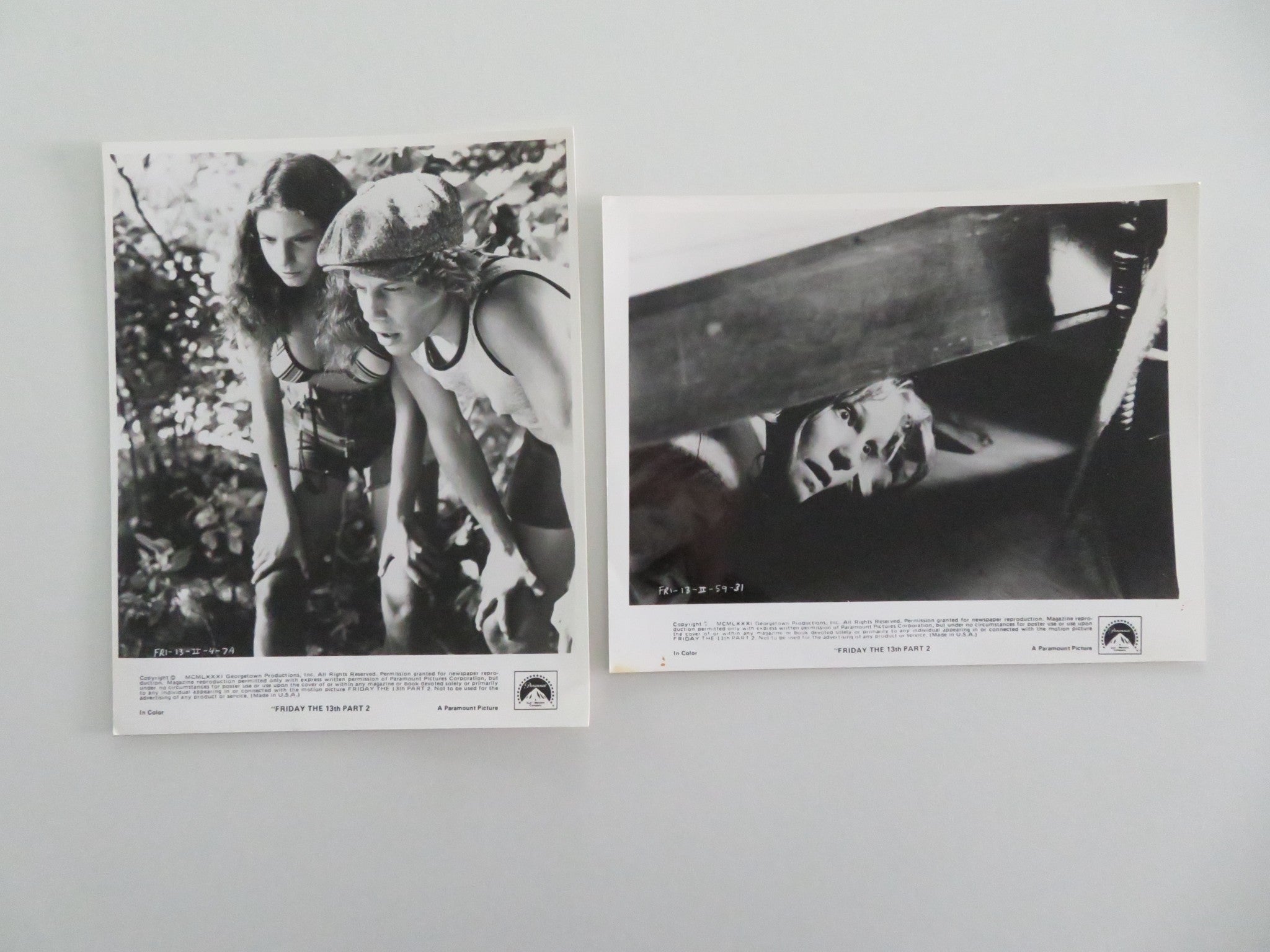 FRIDAY THE 13TH: PART 2 MOVIE STILL PHOTO LOT OF 2 JASON VOORHEES AMY ...
