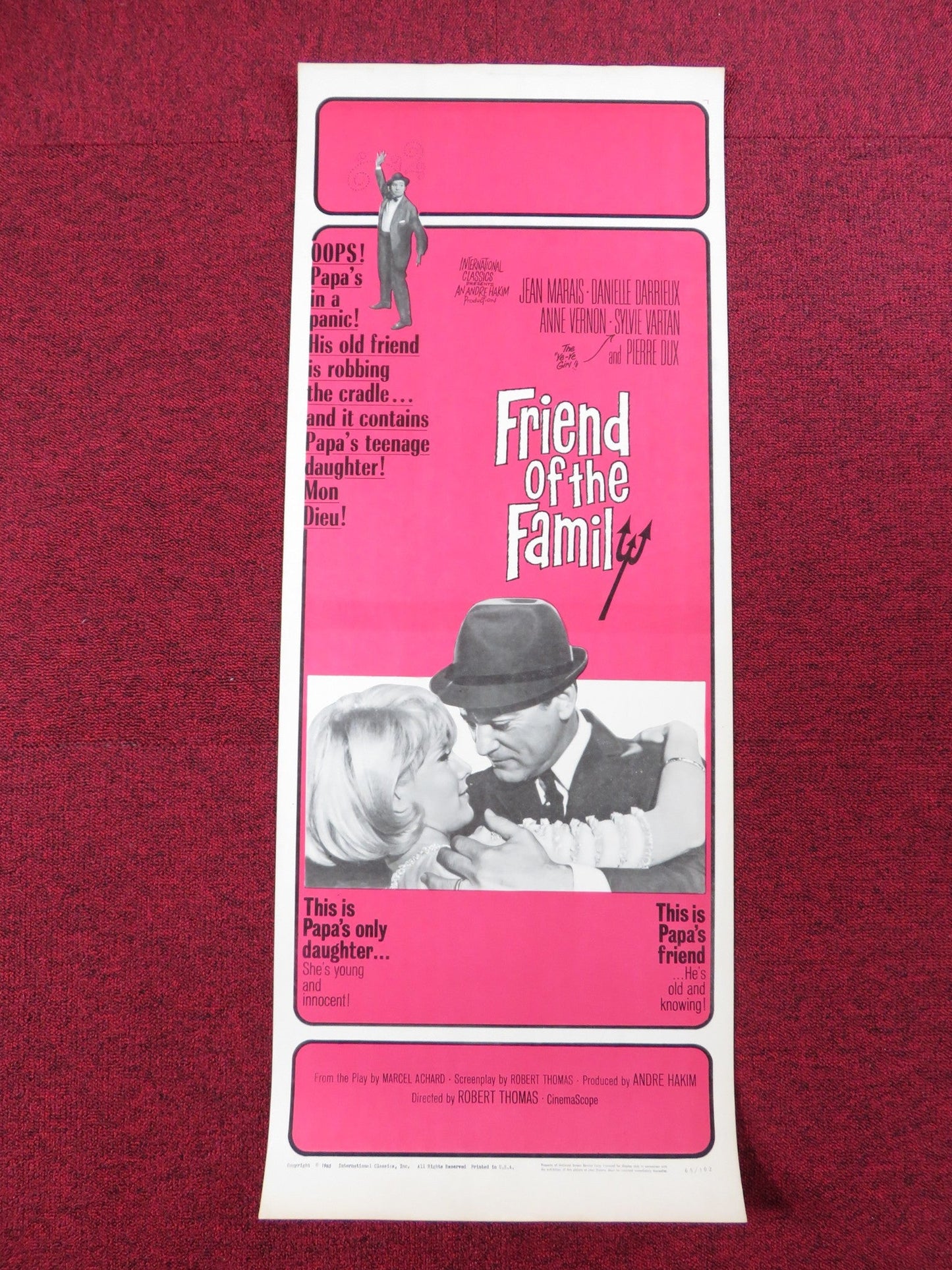 FRIEND OF THE FAMILY US INSERT POSTER JEAN MARAIS DANIELLE DARRIEUX 1965 Rendezvous Cinema Movie posters