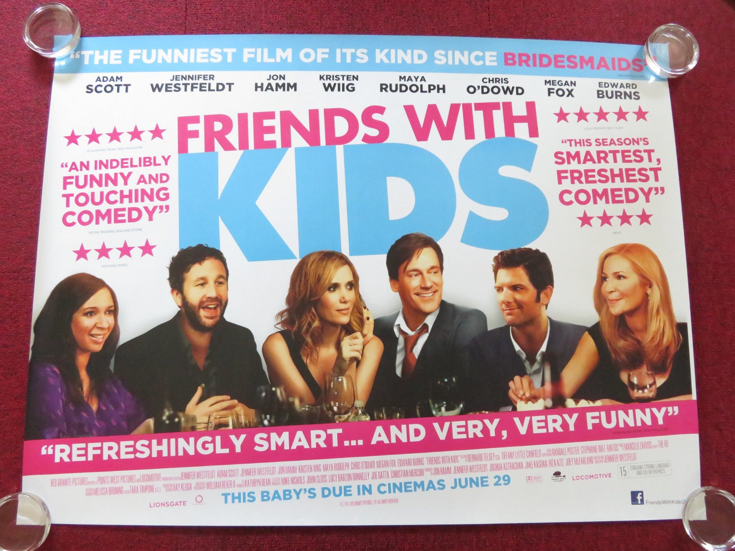 FRIENDS WITH KIDS UK QUAD ROLLED POSTER KRISTEN WIIG CHRIS O'DOWD 2011 Rendezvous Cinema Movie posters