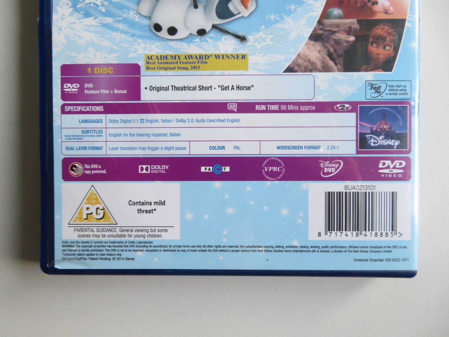 FROZEN (DVD) DISNEY KRISTEN BELL IDINA MENZEL 2013 REGION 2 - Rendezvous Cinema