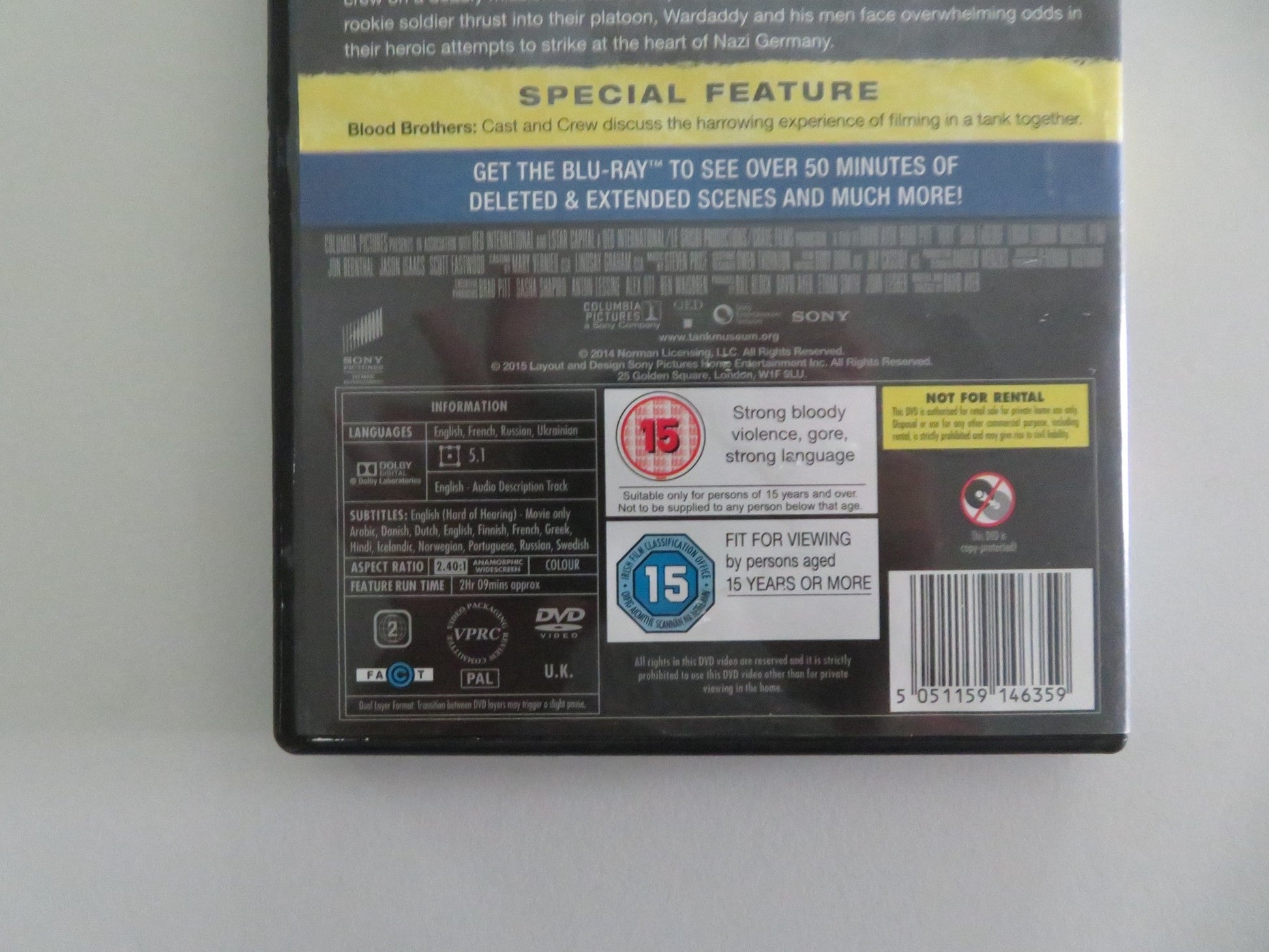 FURY (DVD) BRAD PITT SHIA LABEOUF 2014 REGION 2 Movie posters