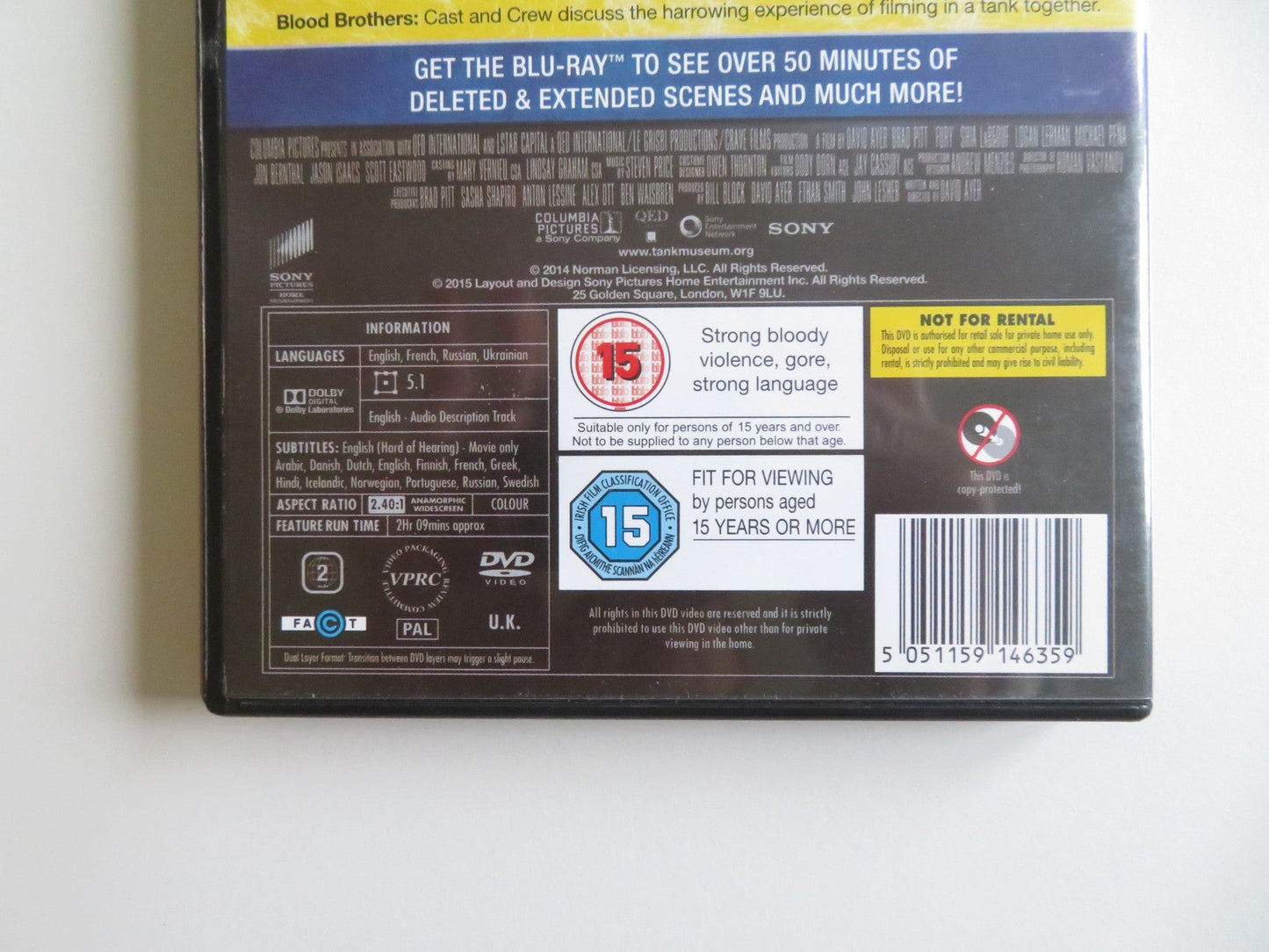 FURY (DVD) BRAD PITT SHIA LABEOUF 2014 REGION 2 Movie posters