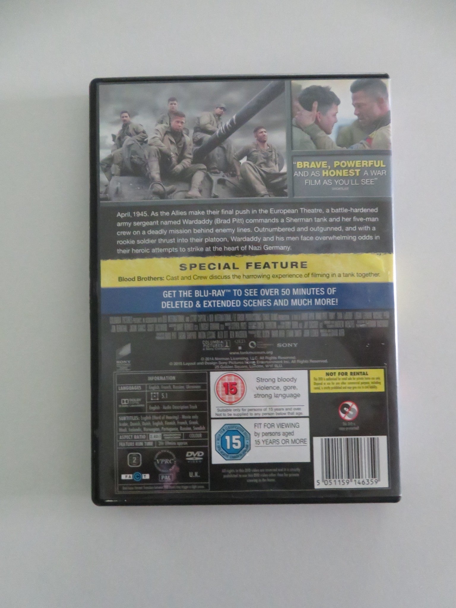 FURY (DVD) BRAD PITT SHIA LABEOUF 2014 REGION 2 Movie posters