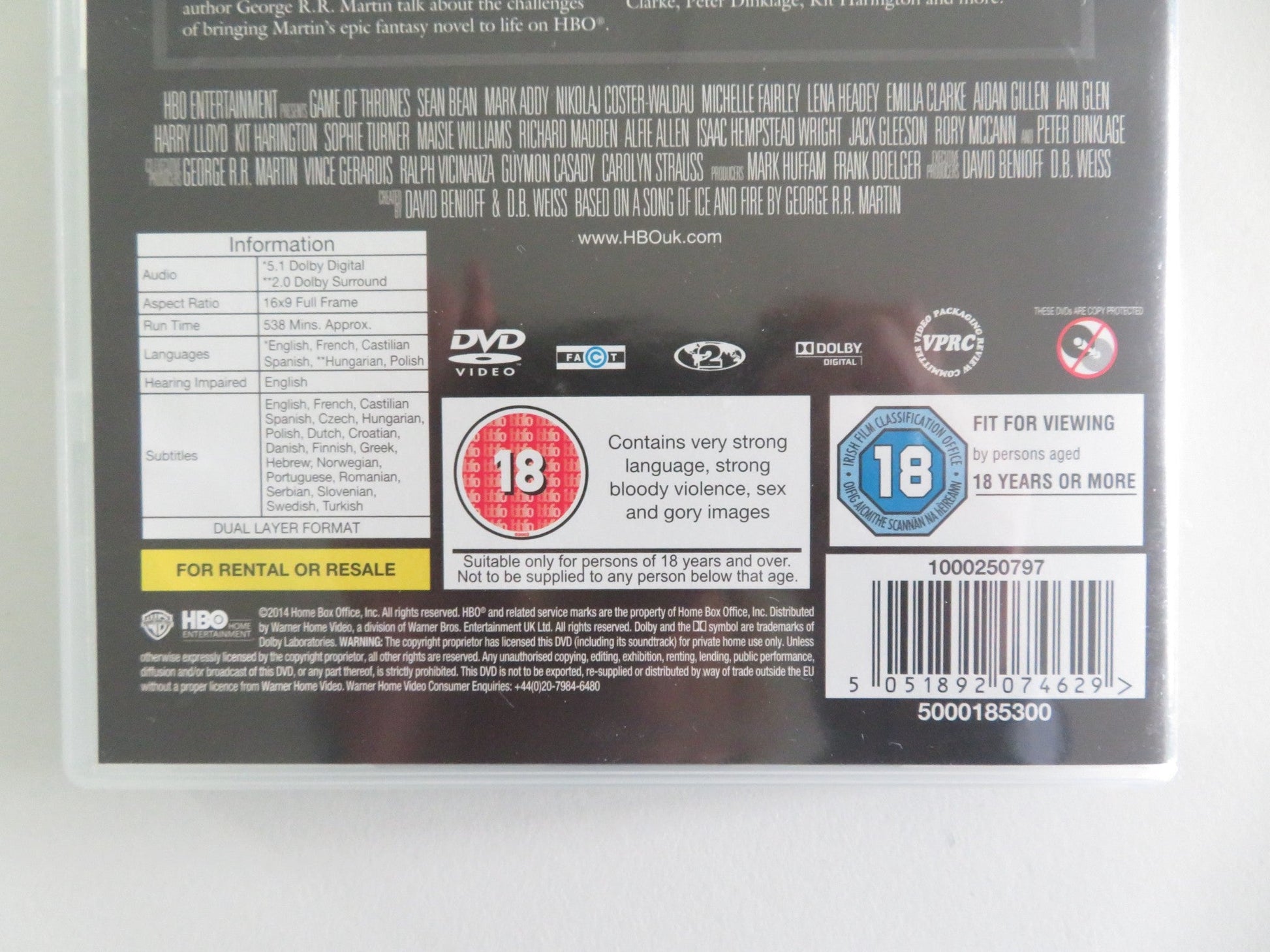 Game of Thrones - The Complete First Season - B (DVD) Sean Bean 2011 Region 2 Movie posters