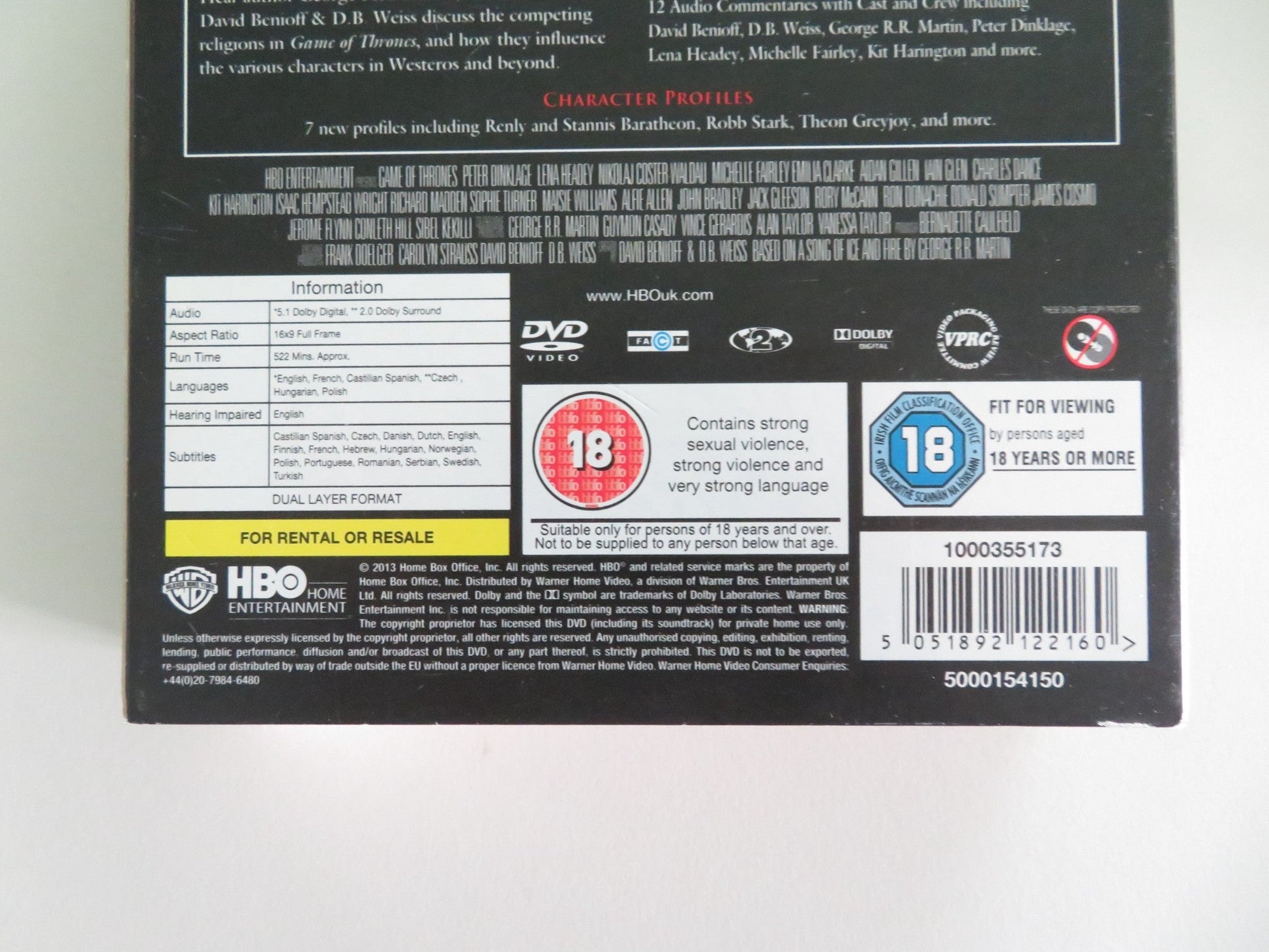 Game Of Thrones - The Complete Second Season (DVD BoxSet) 2012 Region 2 Movie posters