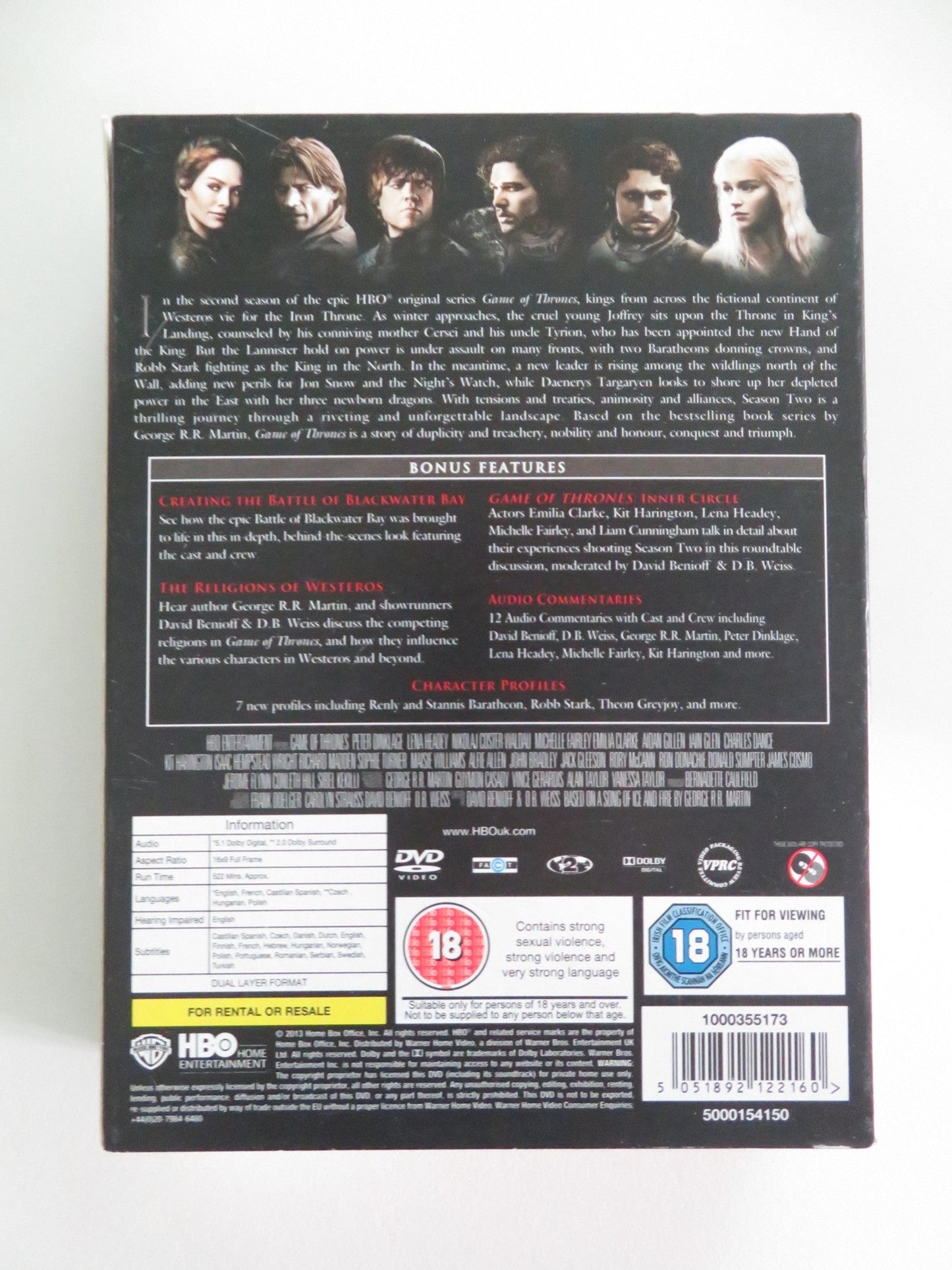 Game Of Thrones - The Complete Second Season (DVD BoxSet) 2012 Region 2 Movie posters