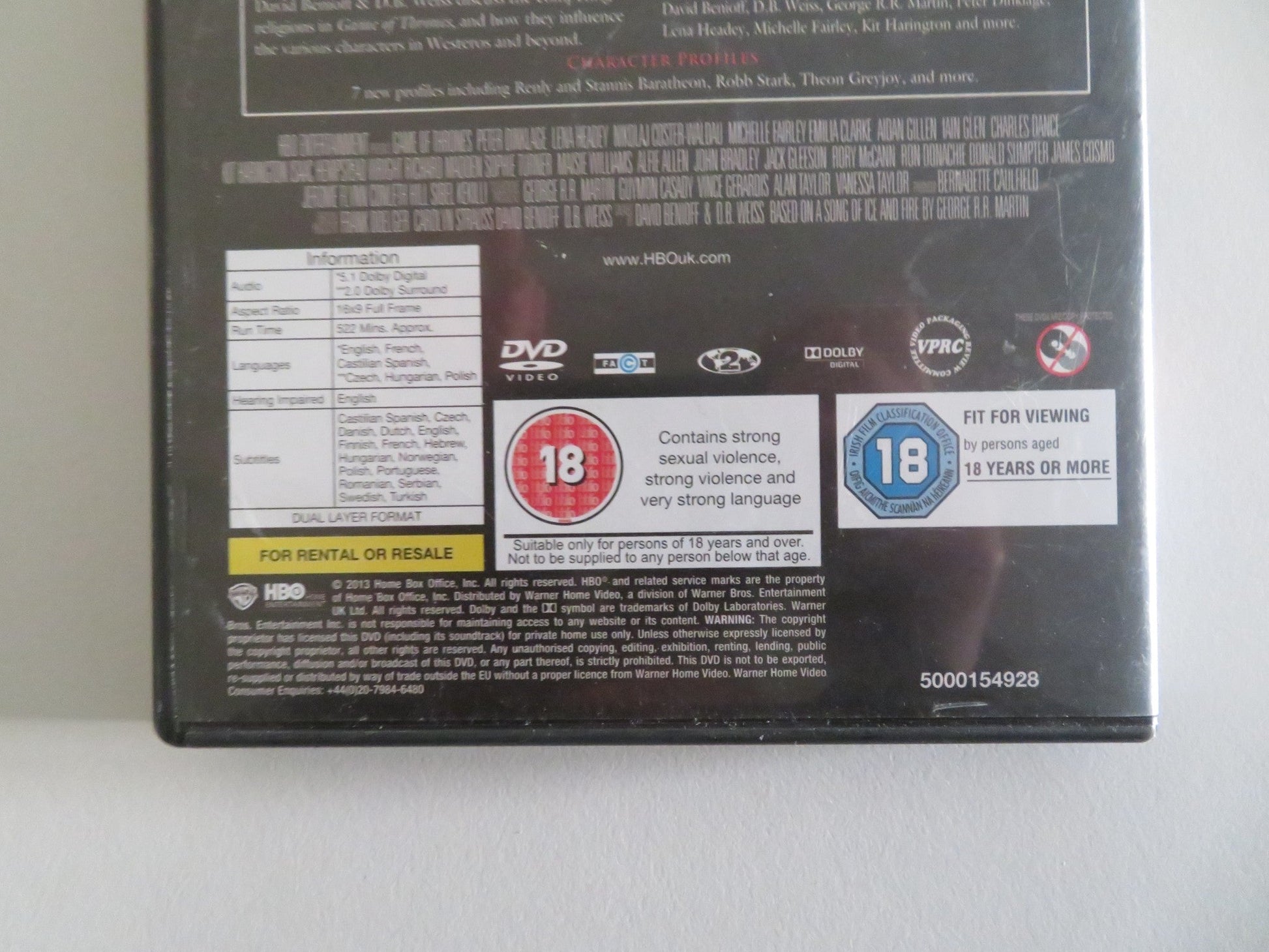 GAMES OF THRONES - THE COMPLETE SECOND SEASON (DVD) KIT HARINGTON 2012 REGION 2 Movie posters