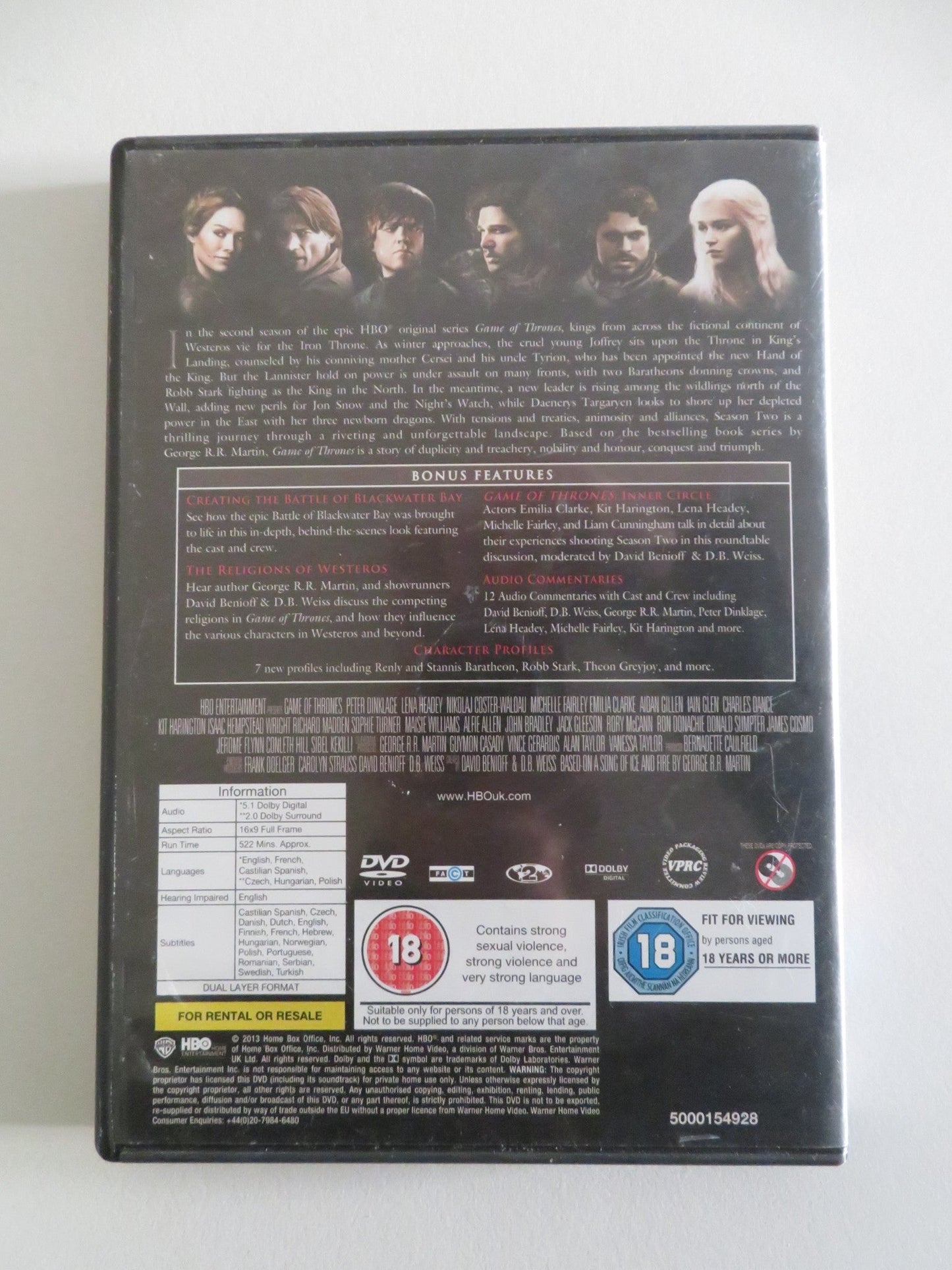 GAMES OF THRONES - THE COMPLETE SECOND SEASON (DVD) KIT HARINGTON 2012 REGION 2 Movie posters