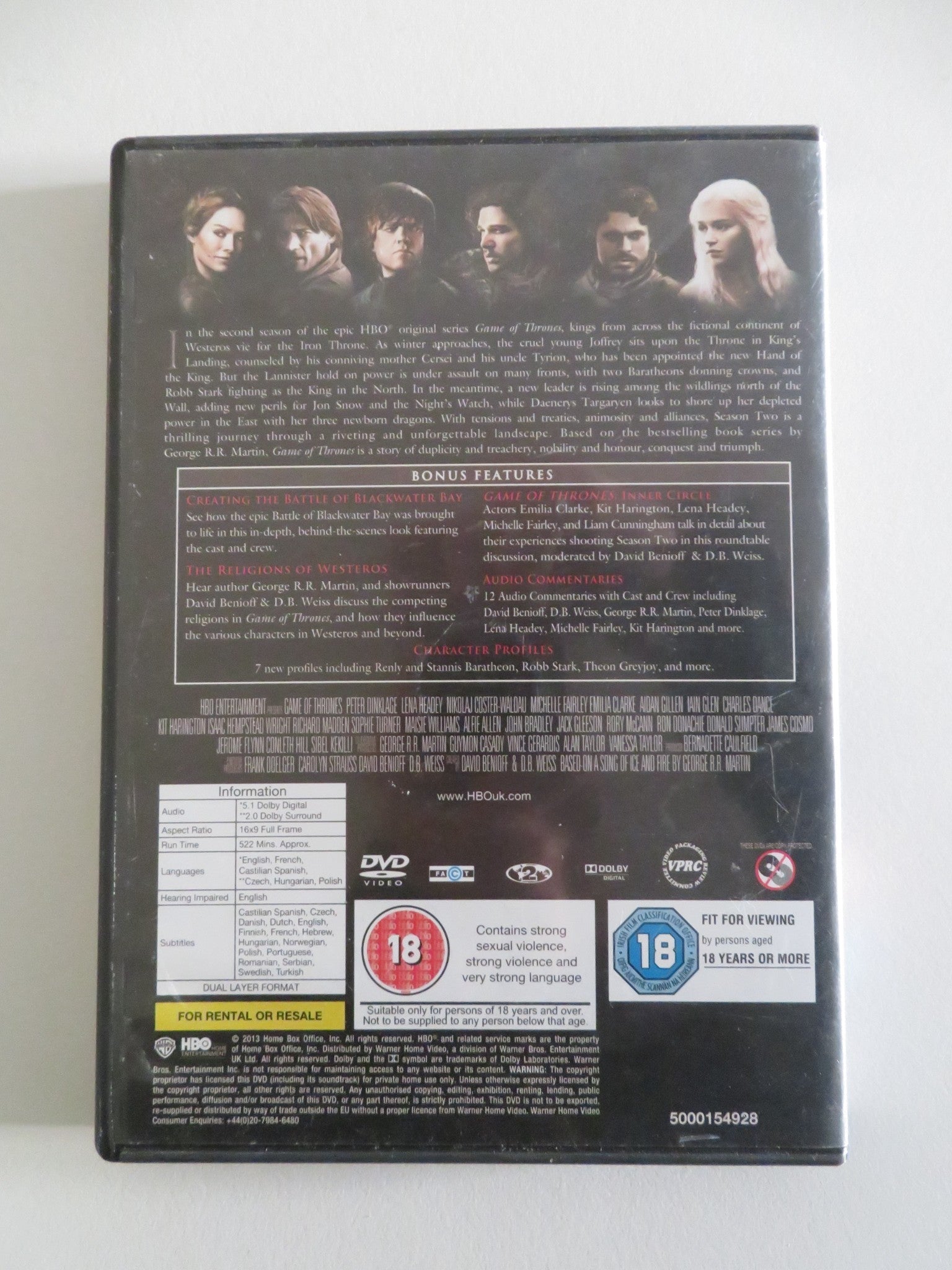 GAMES OF THRONES - THE COMPLETE SECOND SEASON (DVD) KIT HARINGTON 2012 REGION 2 Movie posters
