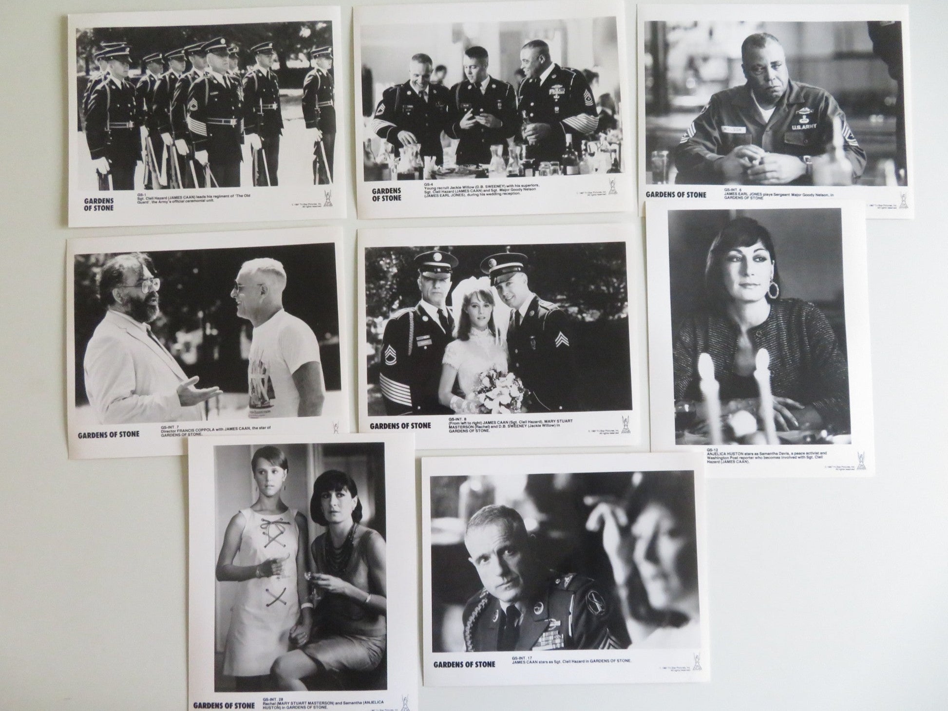 GARDENS OF STONE MOVIE STILL PHOTO LOT OF 8 JAMES CAAN ANJELICA HUSTON 1987 - Rendezvous Cinema