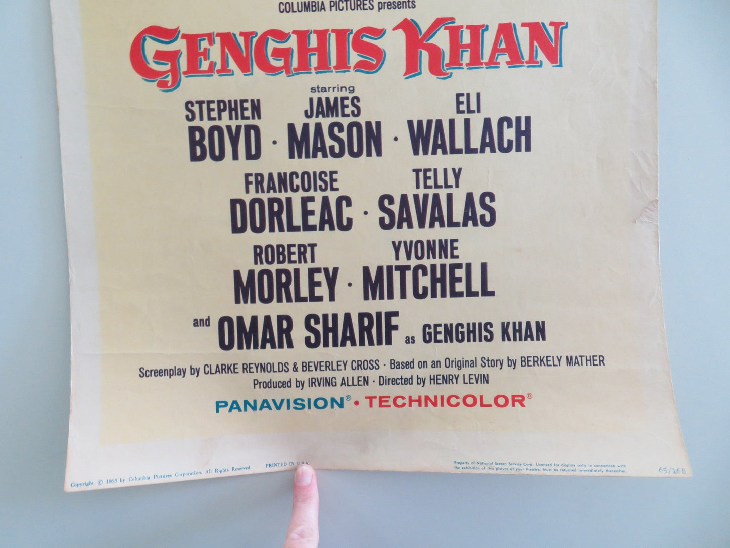 Genghis Khan US Insert Poster Stephen Boyd Omar Sharif 1965 Movie posters