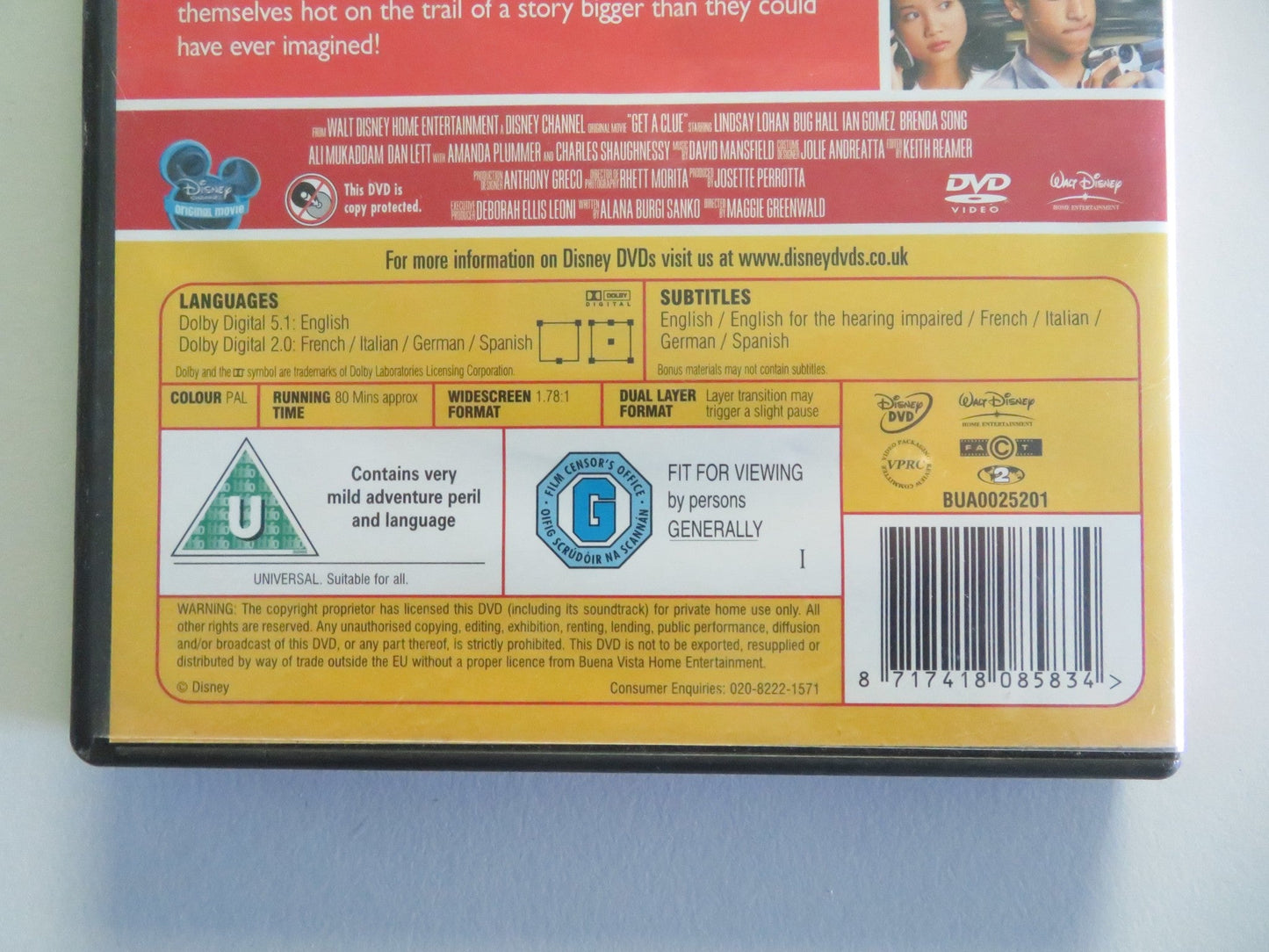 GET A CLUE (DVD) DISNEY LINDSAY LOHAN BUG HALL 2002 REGION 2 Movie posters