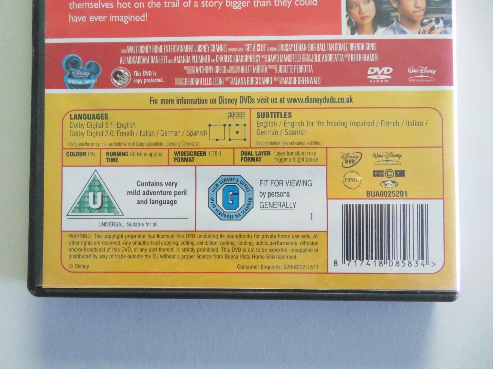 GET A CLUE (DVD) DISNEY LINDSAY LOHAN BUG HALL 2002 REGION 2 Movie posters