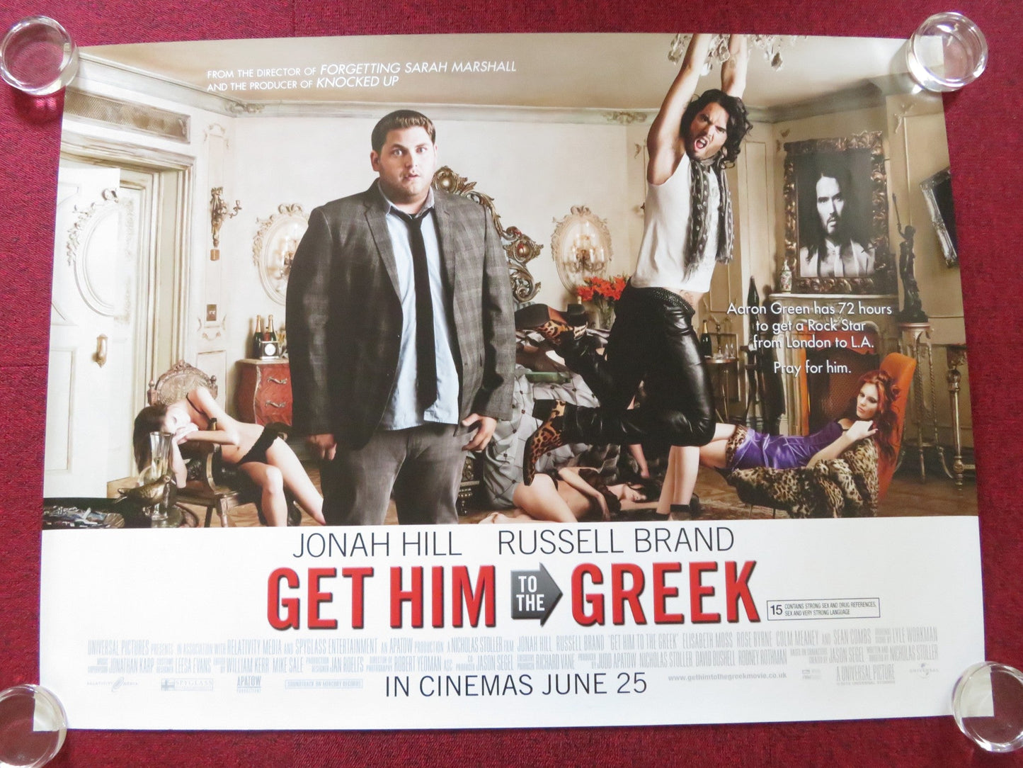 GET HIM TO THE GREEK UK QUAD ROLLED POSTER RUSSELL BRAND ROSE BYRNE 2010 Rendezvous Cinema Movie posters