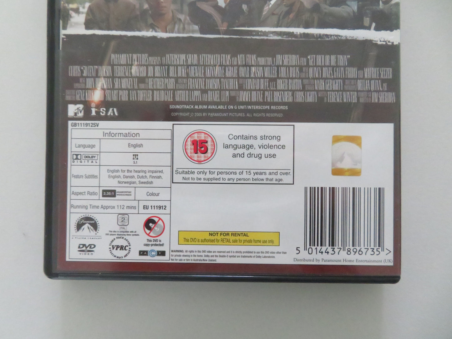 Get Rich or Die Tryin' (DVD) 50 Cent Terrence Howard 2005 Region 2 Movie posters