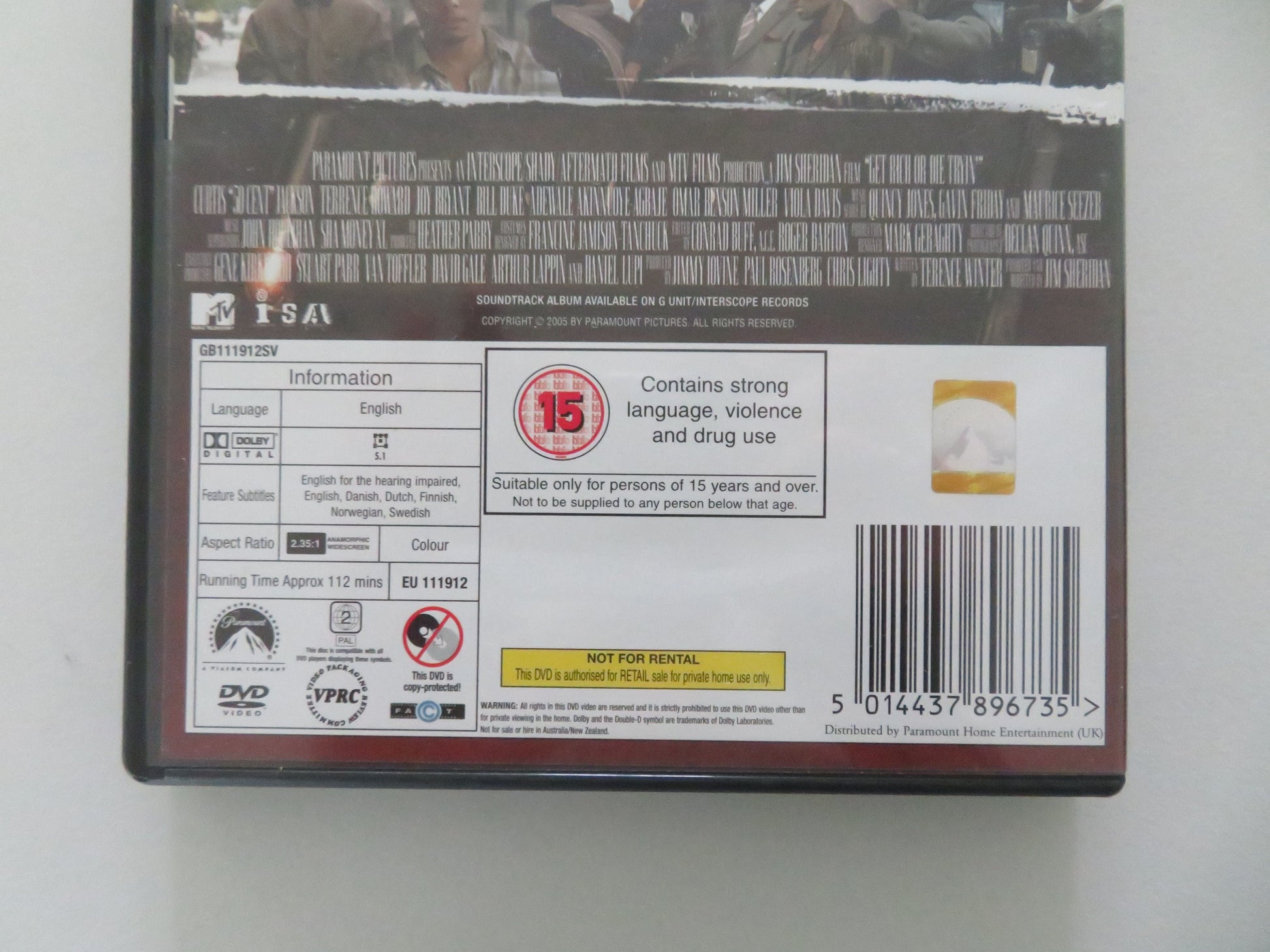 Get Rich or Die Tryin' (DVD) 50 Cent Terrence Howard 2005 Region 2 Movie posters