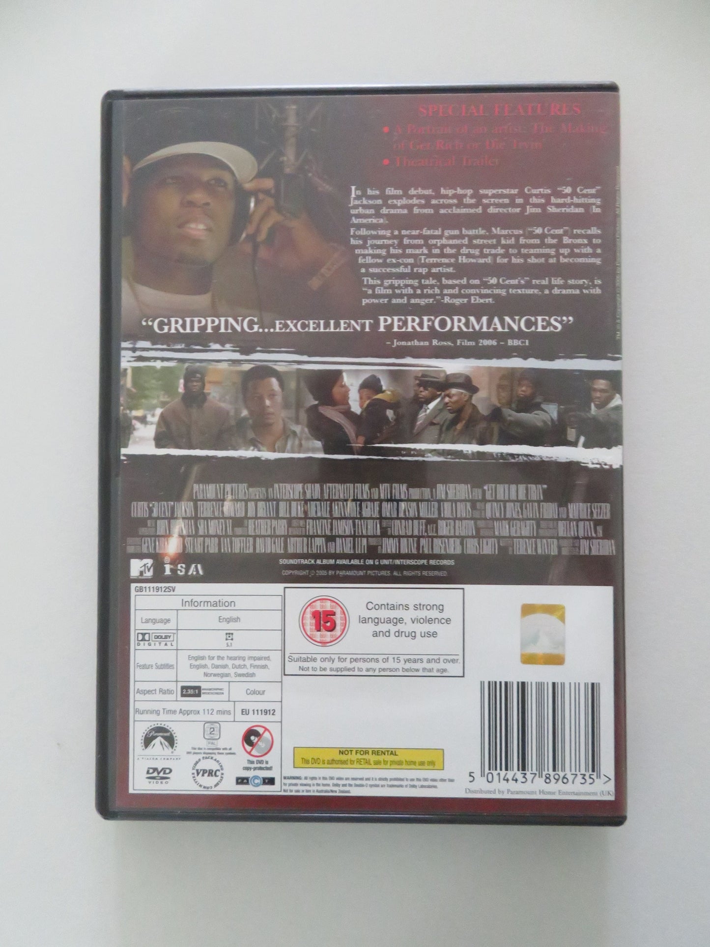 Get Rich or Die Tryin' (DVD) 50 Cent Terrence Howard 2005 Region 2 Movie posters