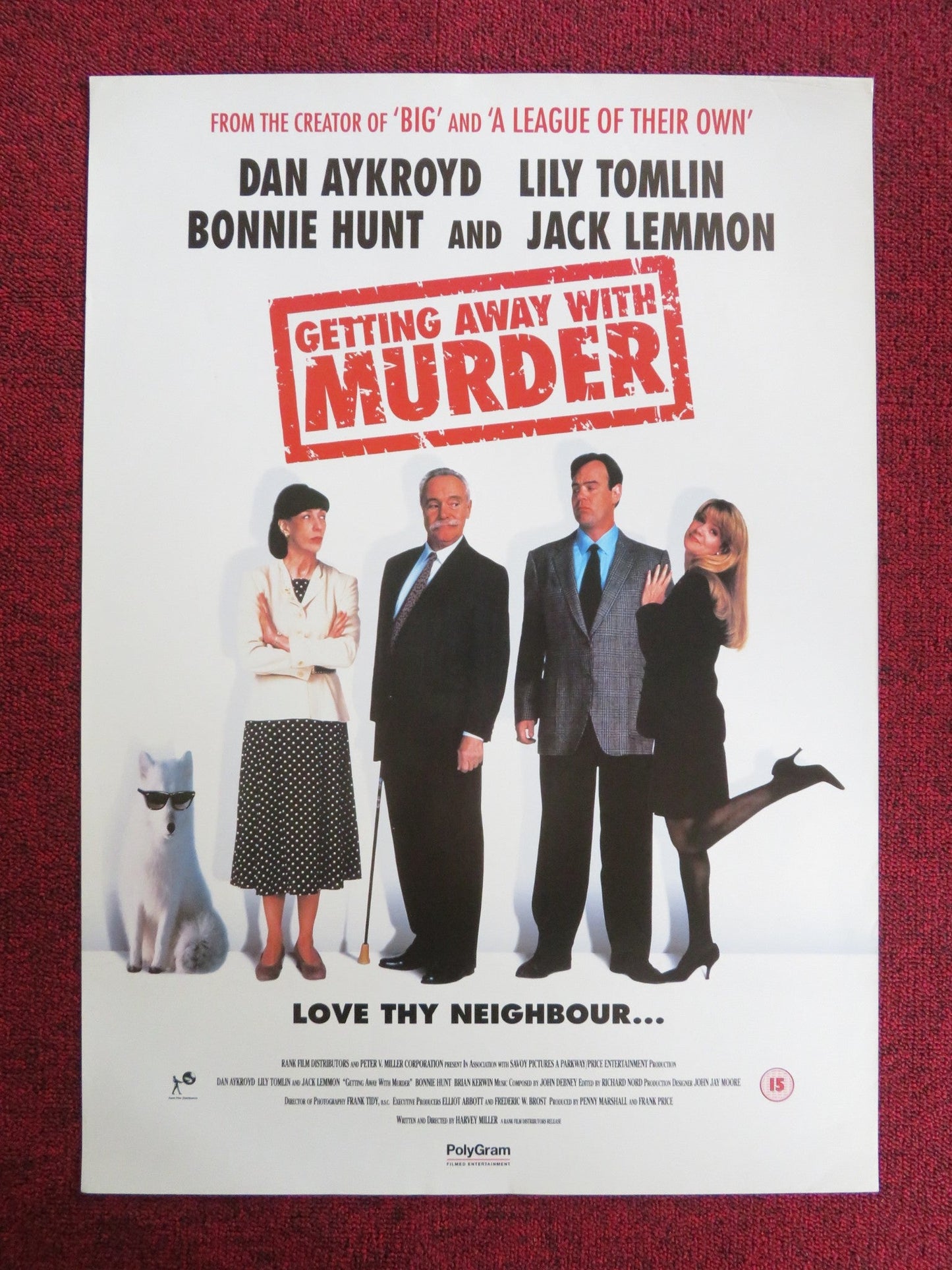 GETTING AWAY WITH MURDER VHS VIDEO POSTER DAN AYKROYD LILY TOMLIN 1996 Rendezvous Cinema Movie posters