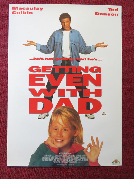 GETTING EVEN WITH DAD VHS VIDEO POSTER MACAULAY CULKIN TED DANSON 1994 Rendezvous Cinema Movie posters