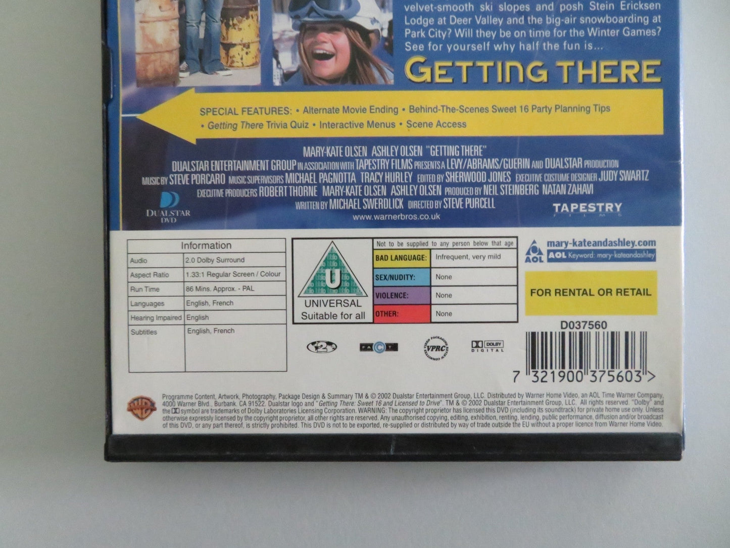Getting there (DVD) Mary - Kate Olsen Ashley Olsen 2002 Region 2 Movie posters