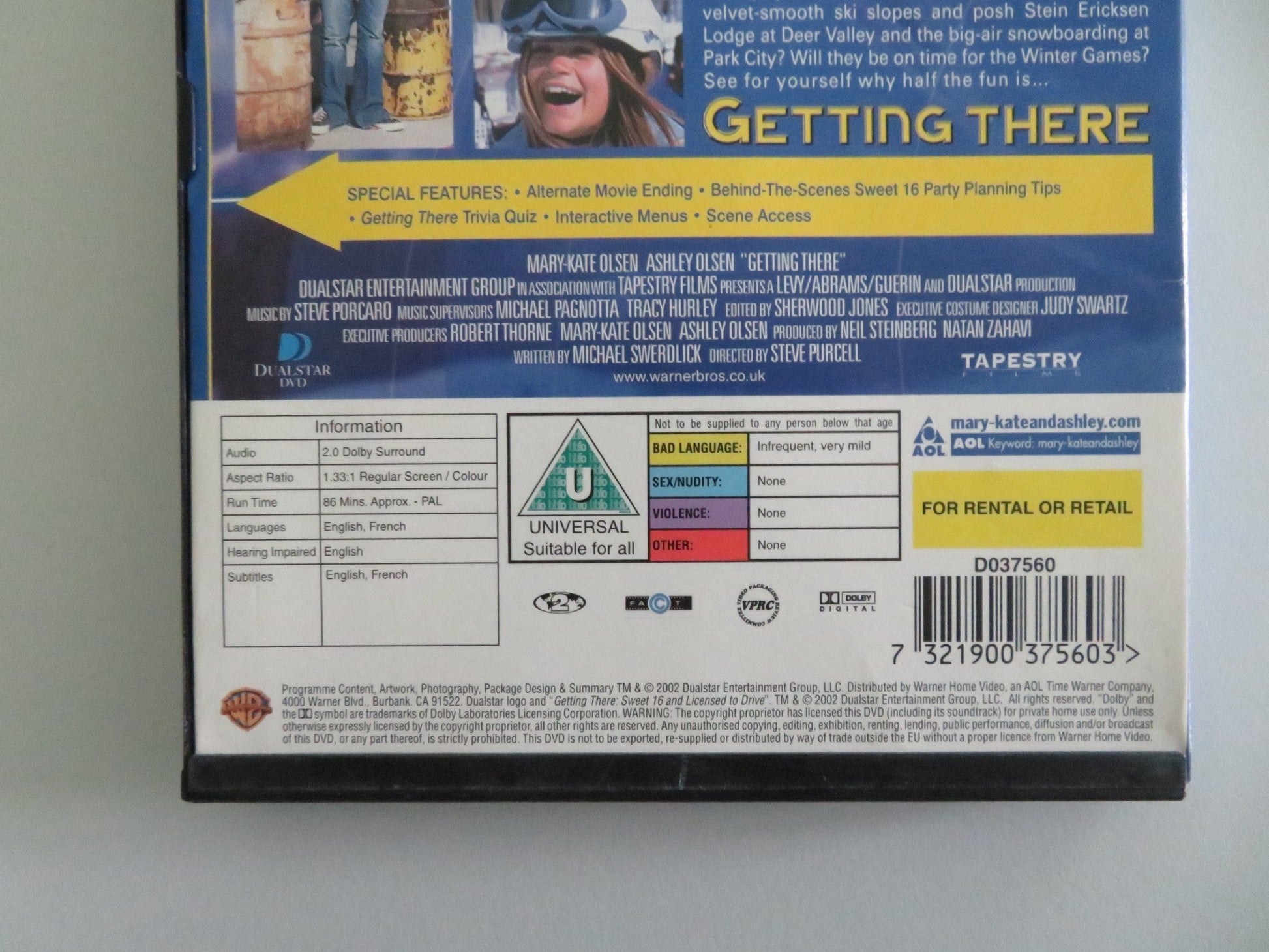 Getting there (DVD) Mary - Kate Olsen Ashley Olsen 2002 Region 2 Movie posters
