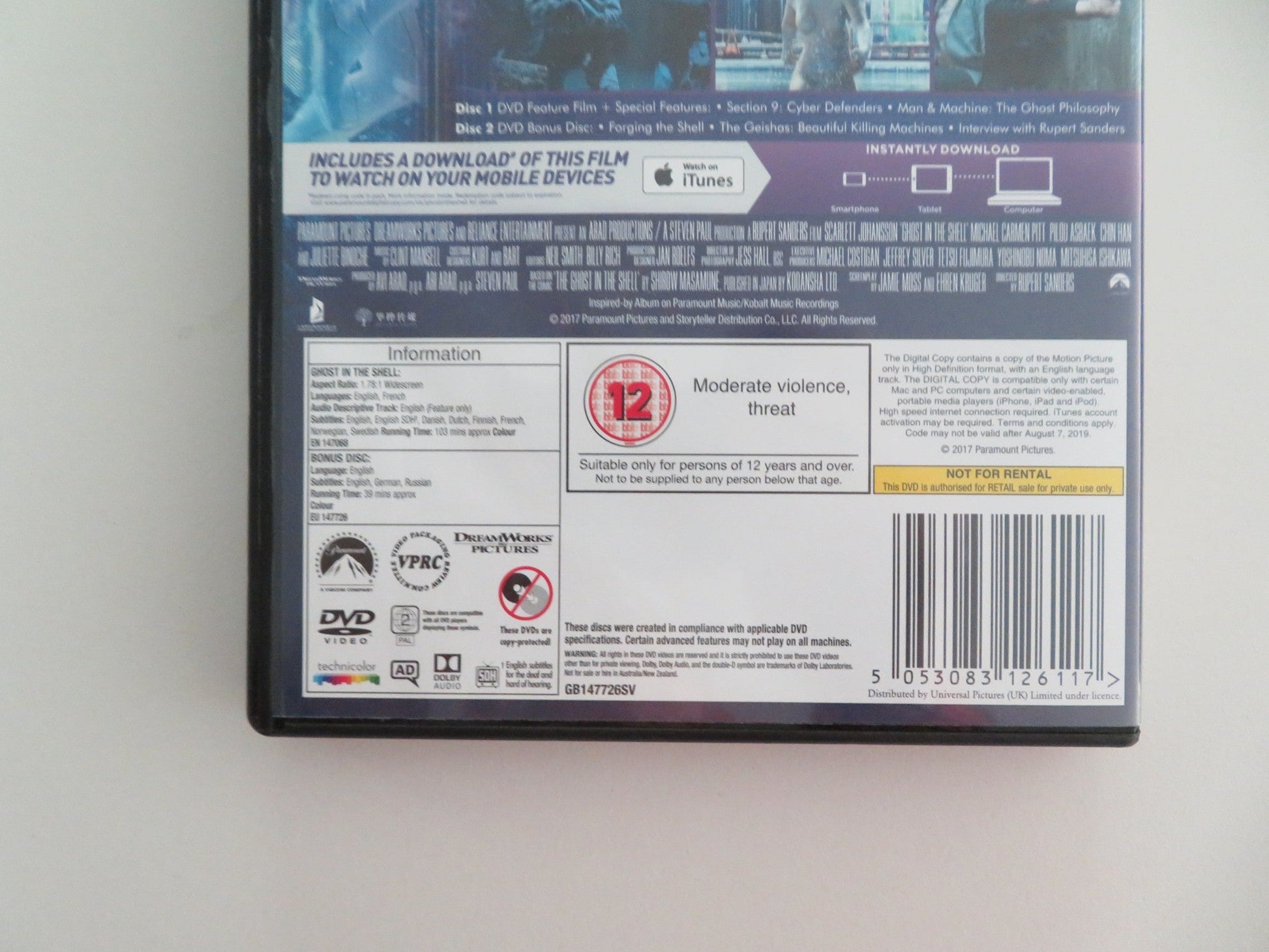 GHOST IN THE SHELL - 2 DISCS (DVD) SCARLETT JOHANSSON PILOU ASBAEK 2017 REGION 2 - Rendezvous Cinema