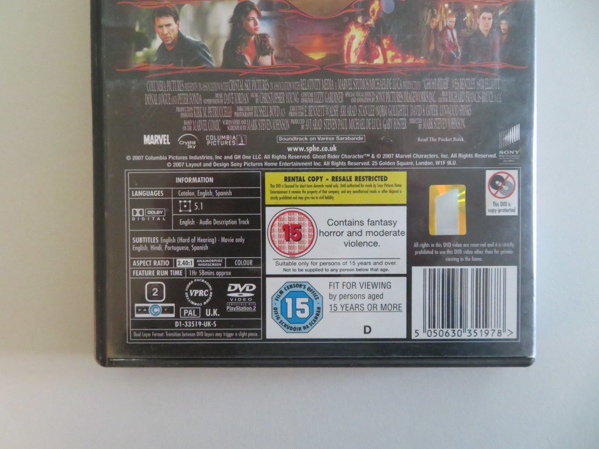 GHOST RIDER - EXTENDED CUT (DVD) NICOLAS CAGE EVA MENDES 2007 REGION 2 Movie posters
