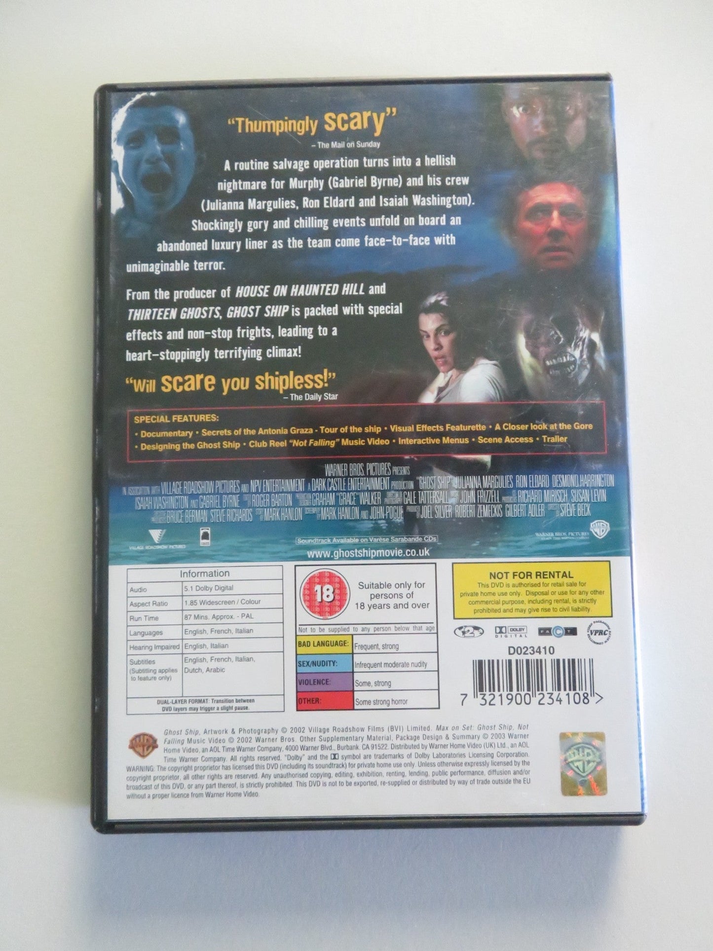 GHOST SHIP - B (DVD) KARL URBAN GABRIEL BYRNE 2002 REGION 2 Movie posters