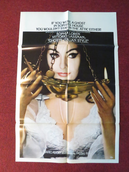 GHOSTS, ITALIAN STYLE FOLDED US ONE SHEET POSTER SOPHIA LOREN V. GASSMAN 1968 Rendezvous Cinema Movie posters