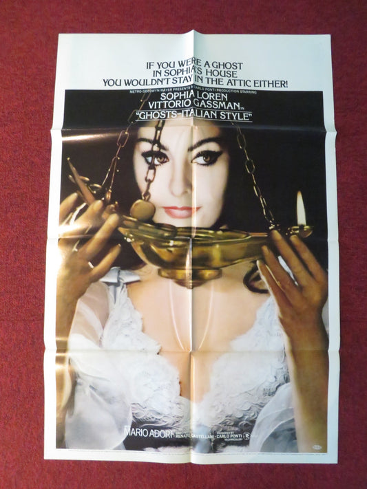 GHOSTS, ITALIAN STYLE FOLDED US ONE SHEET POSTER SOPHIA LOREN V. GASSMAN 1968 Rendezvous Cinema Movie posters