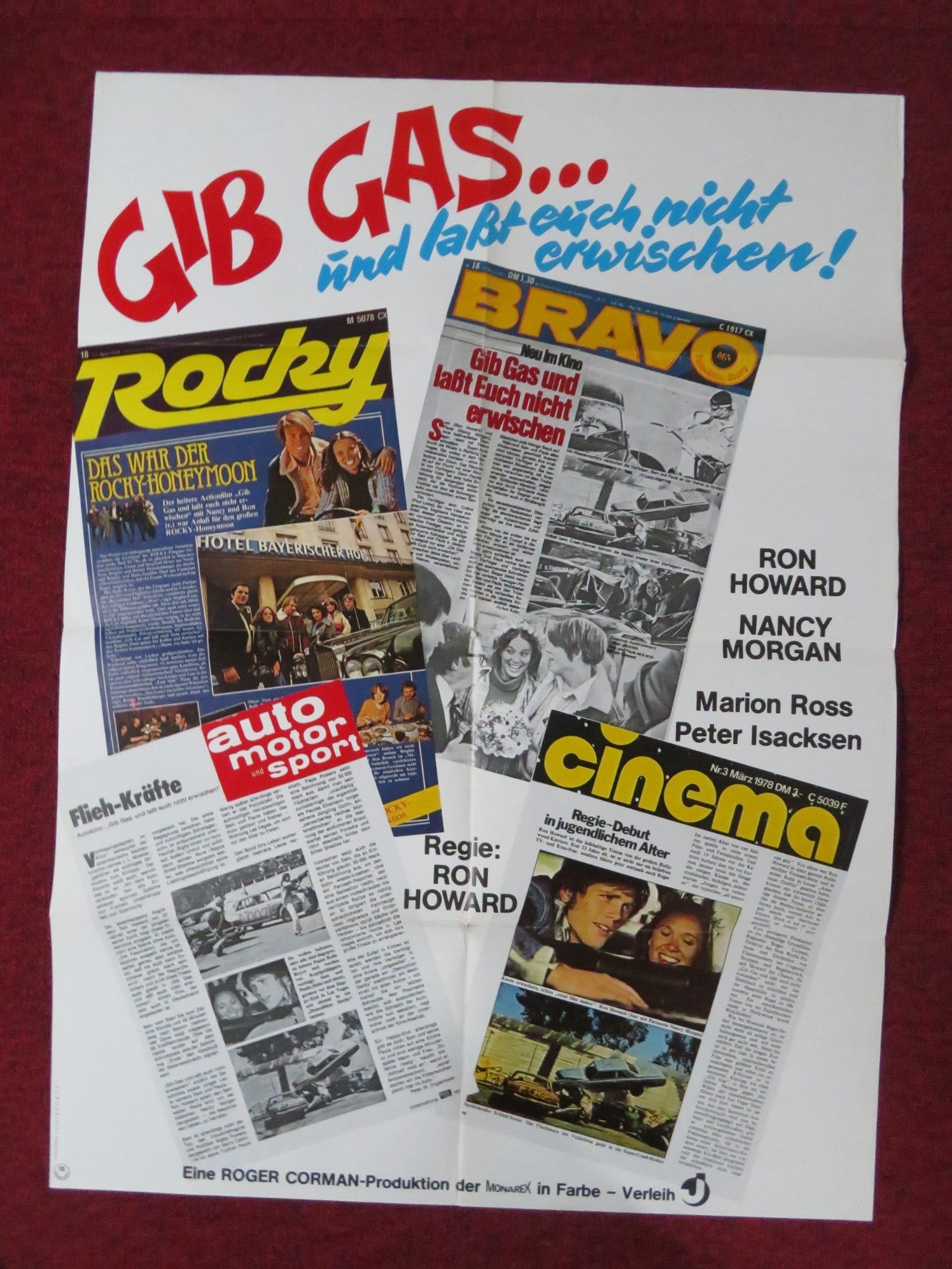 GIB GAS... UND LASST EUCH NICHT ERWISCHEN GERMAN A1 POSTER FOLDED R. HOWARD 1978 Rendezvous Cinema Movie posters