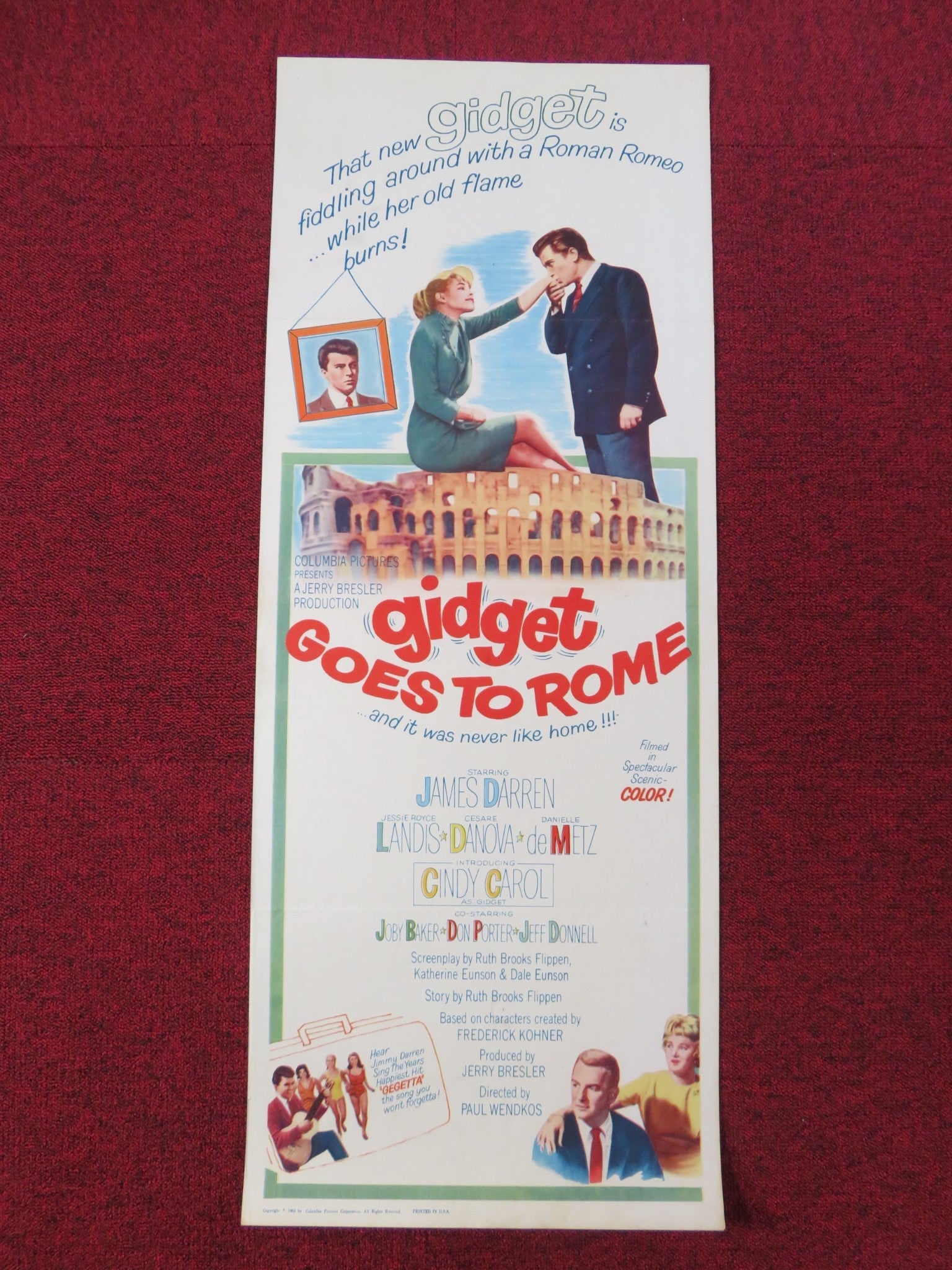 GIDGET GOES TO ROME US INSERT POSTER JAMES DARREN JESSIE ROYCE LANDS 1963 Rendezvous Cinema Movie posters