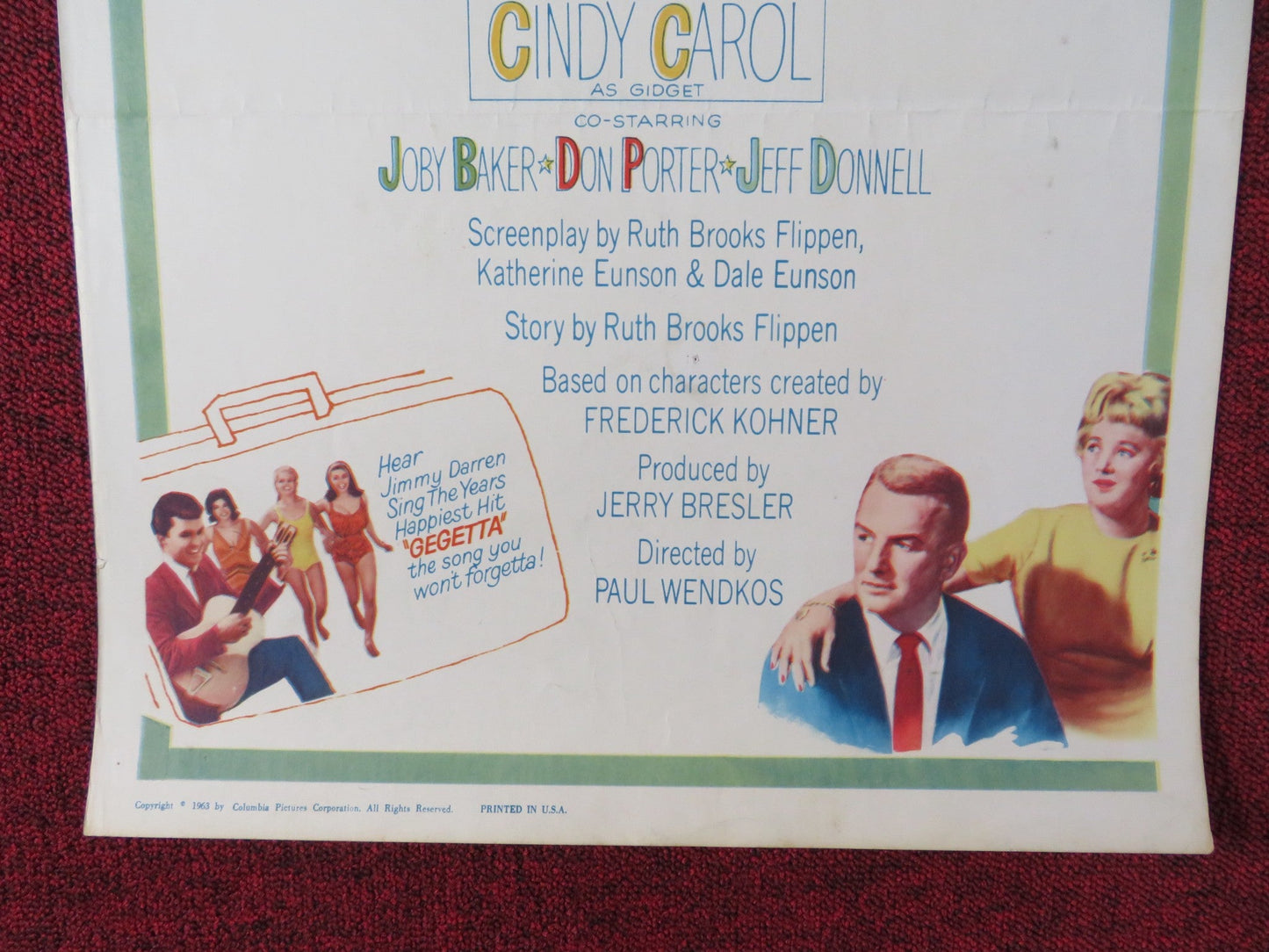 GIDGET GOES TO ROME US INSERT POSTER JAMES DARREN JESSIE ROYCE LANDS 1963 Rendezvous Cinema Movie posters