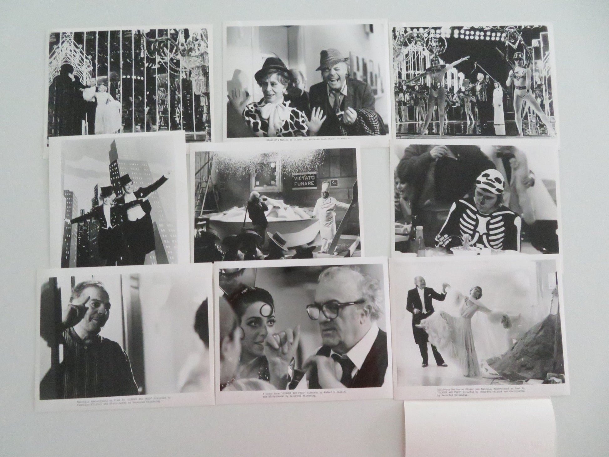 GINGER & FRED MOVIE STILL PHOTO LOT OF 9 MARCELLO MASTROIANNI G. MASINA 1986 - Rendezvous Cinema