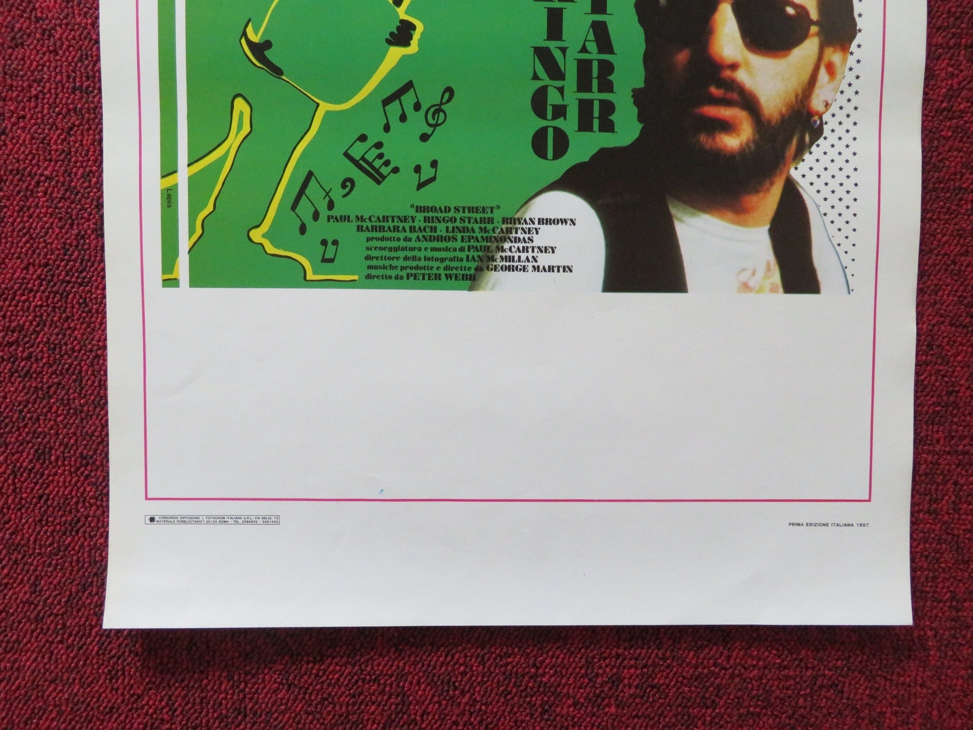 GIVE MY REGARDS TO BROAD STREET ITALIAN LOCANDINA POSTER PAUL MCCARTNEY 1987 Rendezvous Cinema Movie posters