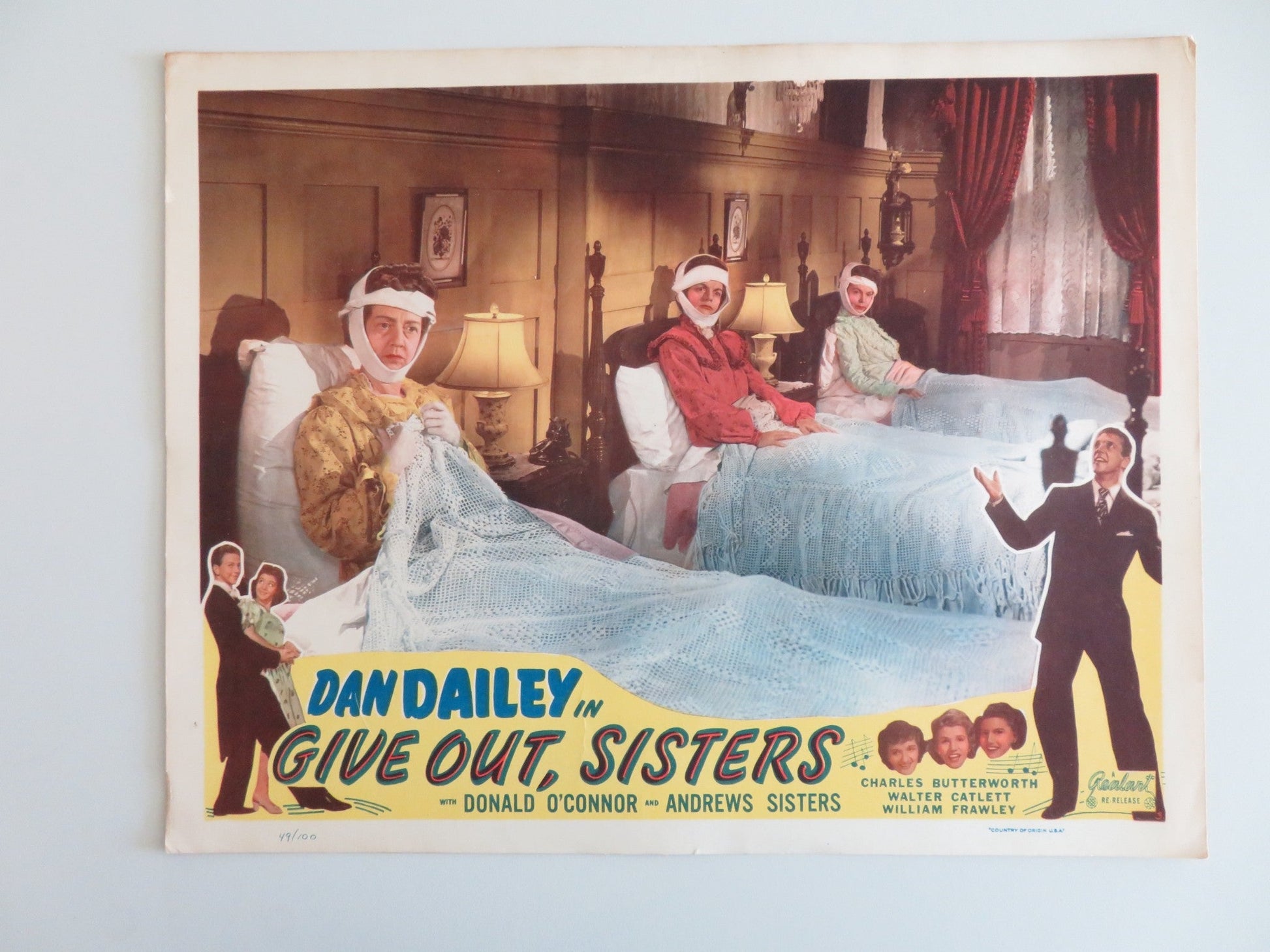 GIVE OUT, SISTERS - A LOBBY CARD DAN DAILEY DONALD O'CONNOR ANDREWS SISTERS 1942 Rendezvous Cinema Movie posters