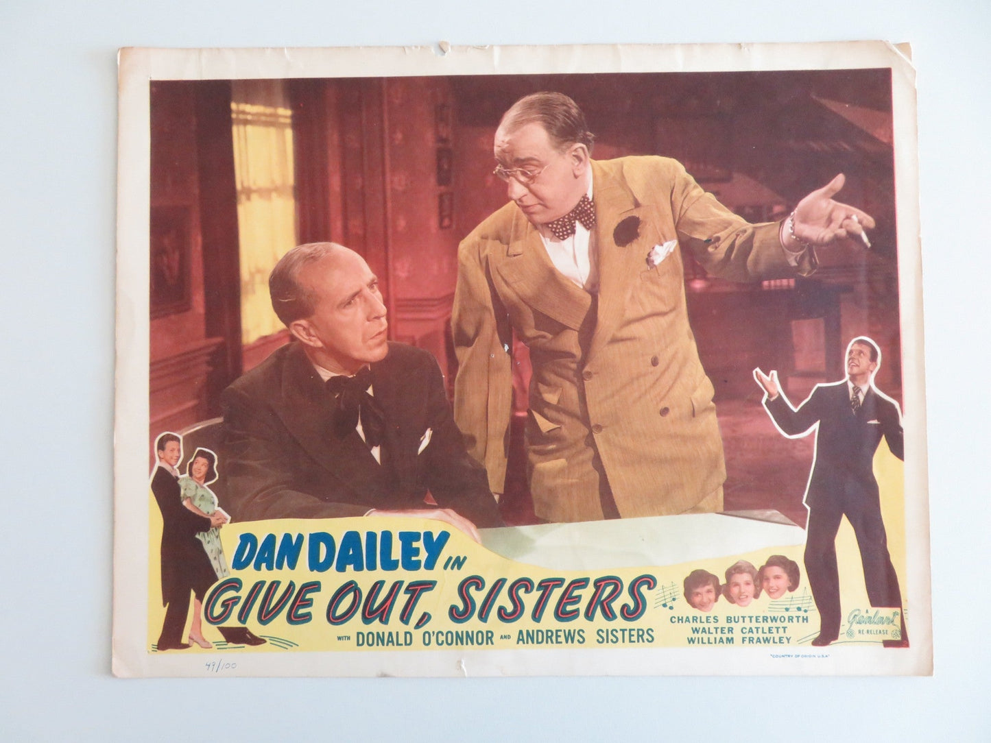 GIVE OUT, SISTERS - C LOBBY CARD DAN DAILEY DONALD O'CONNOR ANDREWS SISTERS 1942 Rendezvous Cinema Movie posters