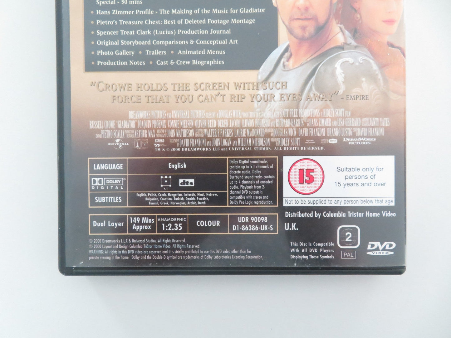 GLADIATOR - SPECTACULAR 2 DISC DVD (DVD) RUSSELL CROWE J. PHOENIX 2000 REGION 2 Movie posters
