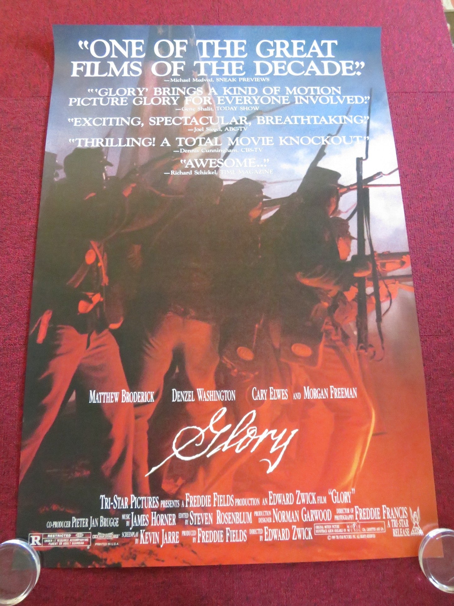 GLORY US ONE SHEET ROLLED POSTER MATTHEW BRODERICK DENZEL WASHINGTON 1989 Rendezvous Cinema Movie posters
