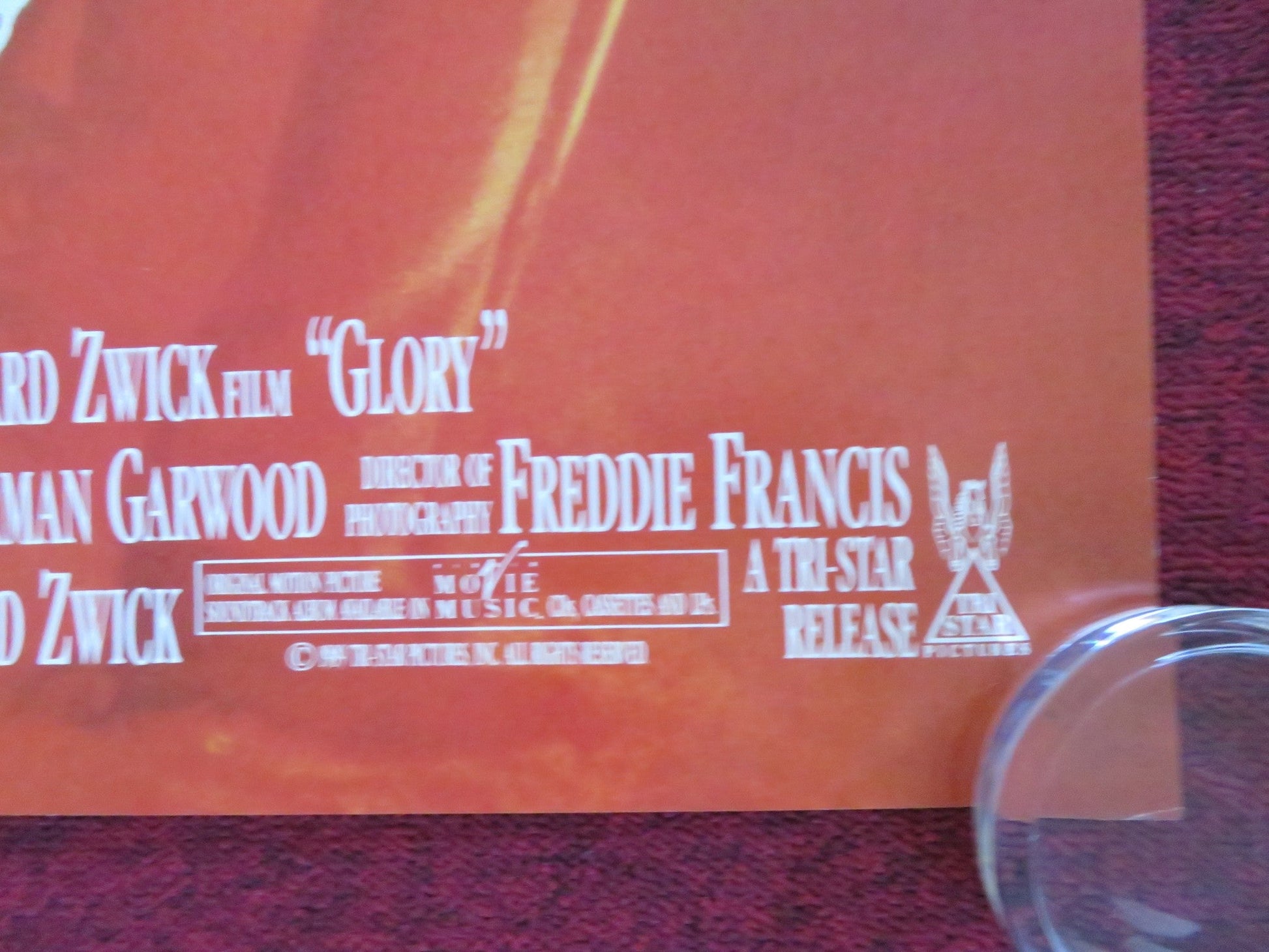 GLORY US ONE SHEET ROLLED POSTER MATTHEW BRODERICK DENZEL WASHINGTON 1989 Rendezvous Cinema Movie posters