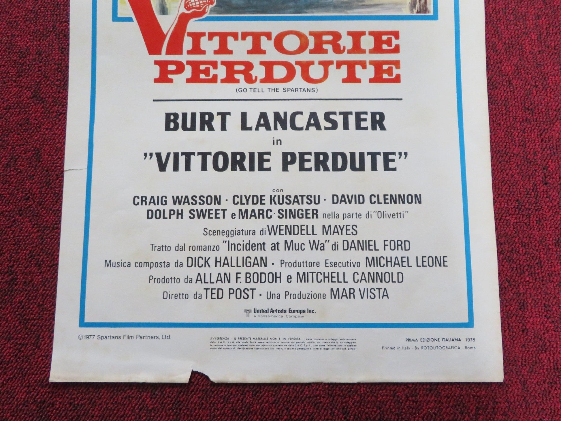 GO TELL THE SPARTANS ITALIAN LOCANDINA POSTER BURT LANCASTER CRAIG WASSON 1977 Rendezvous Cinema Movie posters
