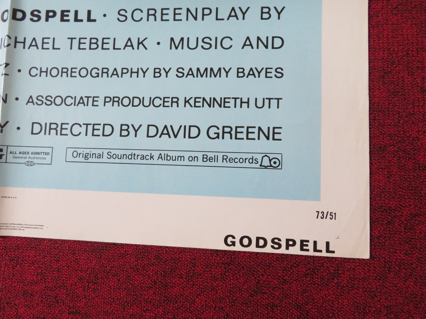 GODSPELL FOLDED US ONE SHEET POSTER VICTOR GARBER KATIE HANLEY 1973 Rendezvous Cinema Movie posters