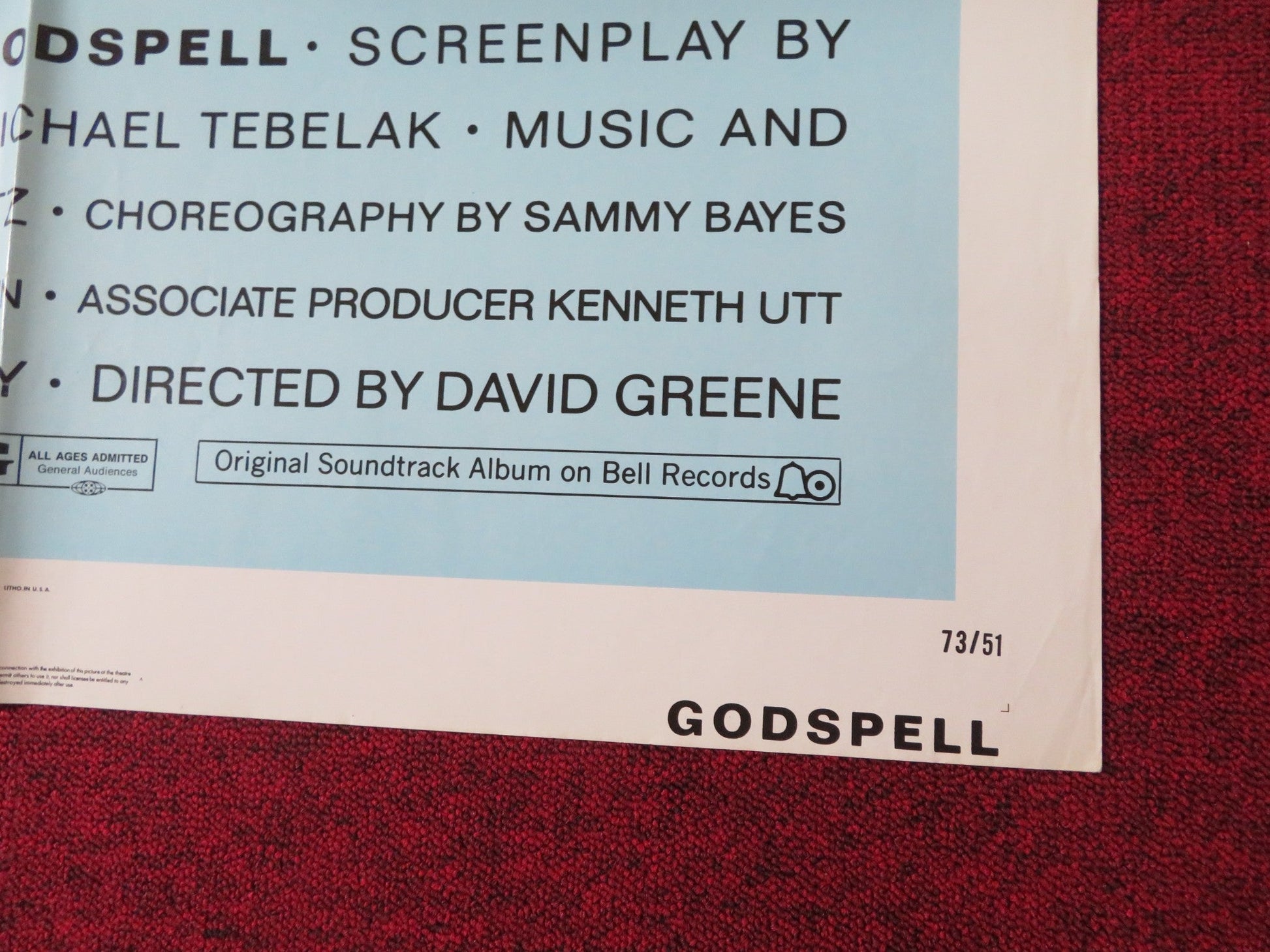 GODSPELL FOLDED US ONE SHEET POSTER VICTOR GARBER KATIE HANLEY 1973 Rendezvous Cinema Movie posters