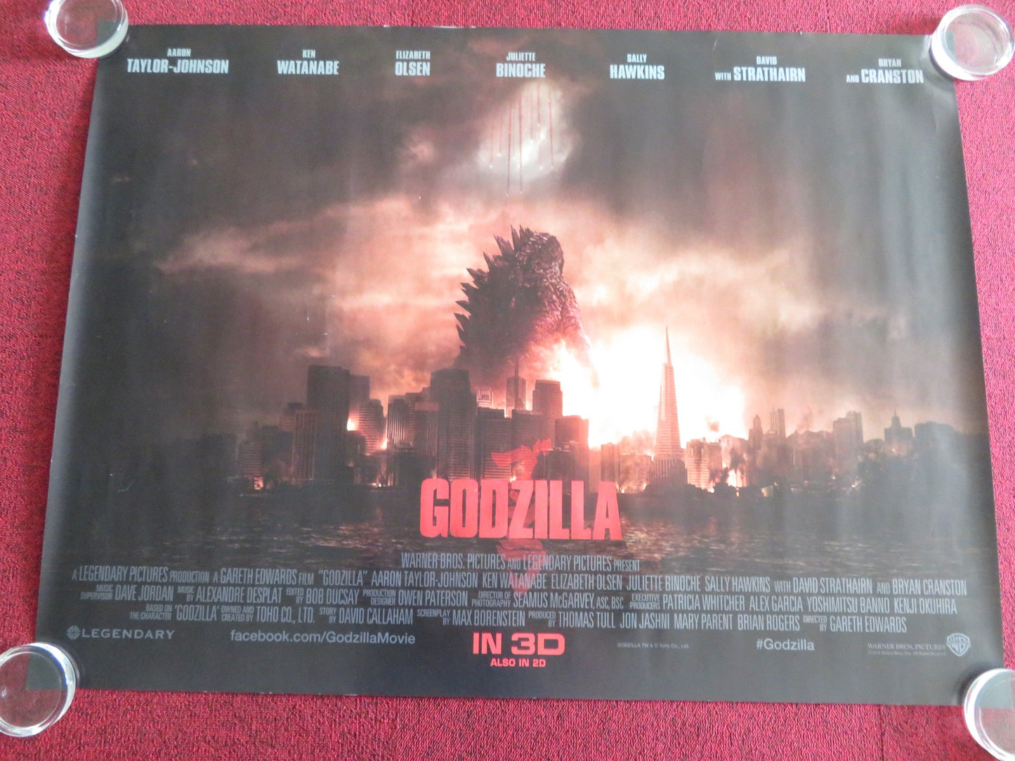 GODZILLA UK QUAD ROLLED POSTER AARON TAYLOR - JOHNSON BRYAN CRANSTON 2014 Rendezvous Cinema Movie posters
