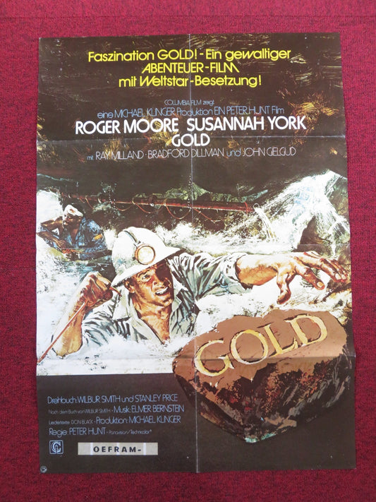 GOLD GERMAN A1 POSTER FOLDED ROGER MOORE SUSANNAH YORK 1974 Rendezvous Cinema Movie posters