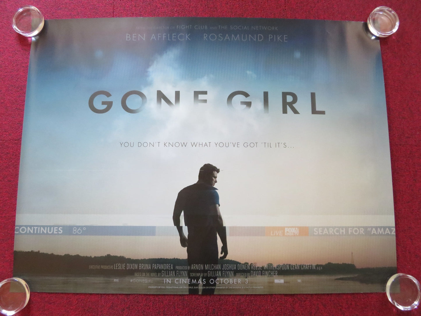 GONE GIRL UK QUAD ROLLED POSTER BEN AFFLECK ROSAMUND PIKE 2014 Rendezvous Cinema Movie posters