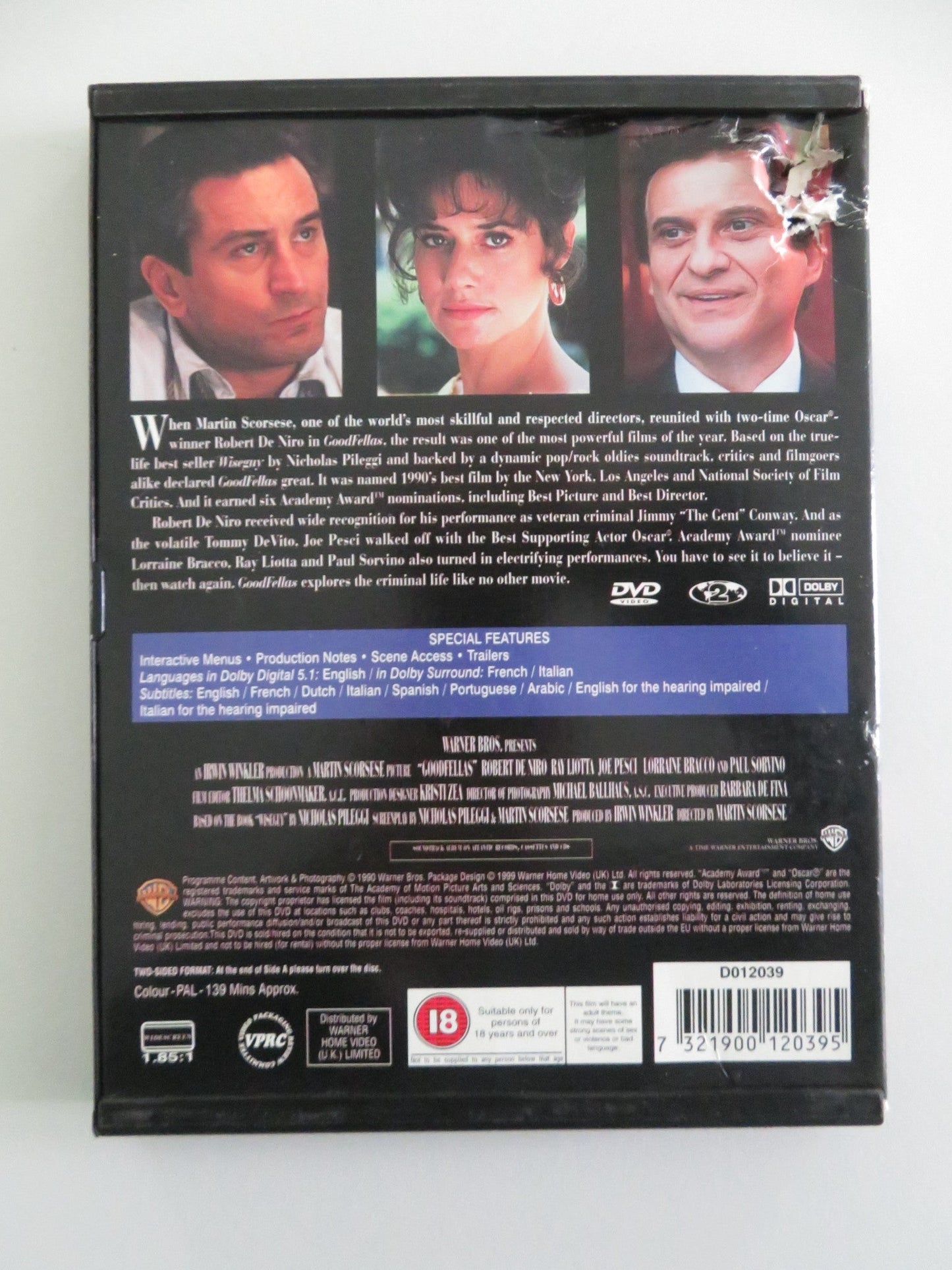 Goodfellas - B (DVD) Robert DeNiro Ray Liotta 1990 Region 2 Movie posters